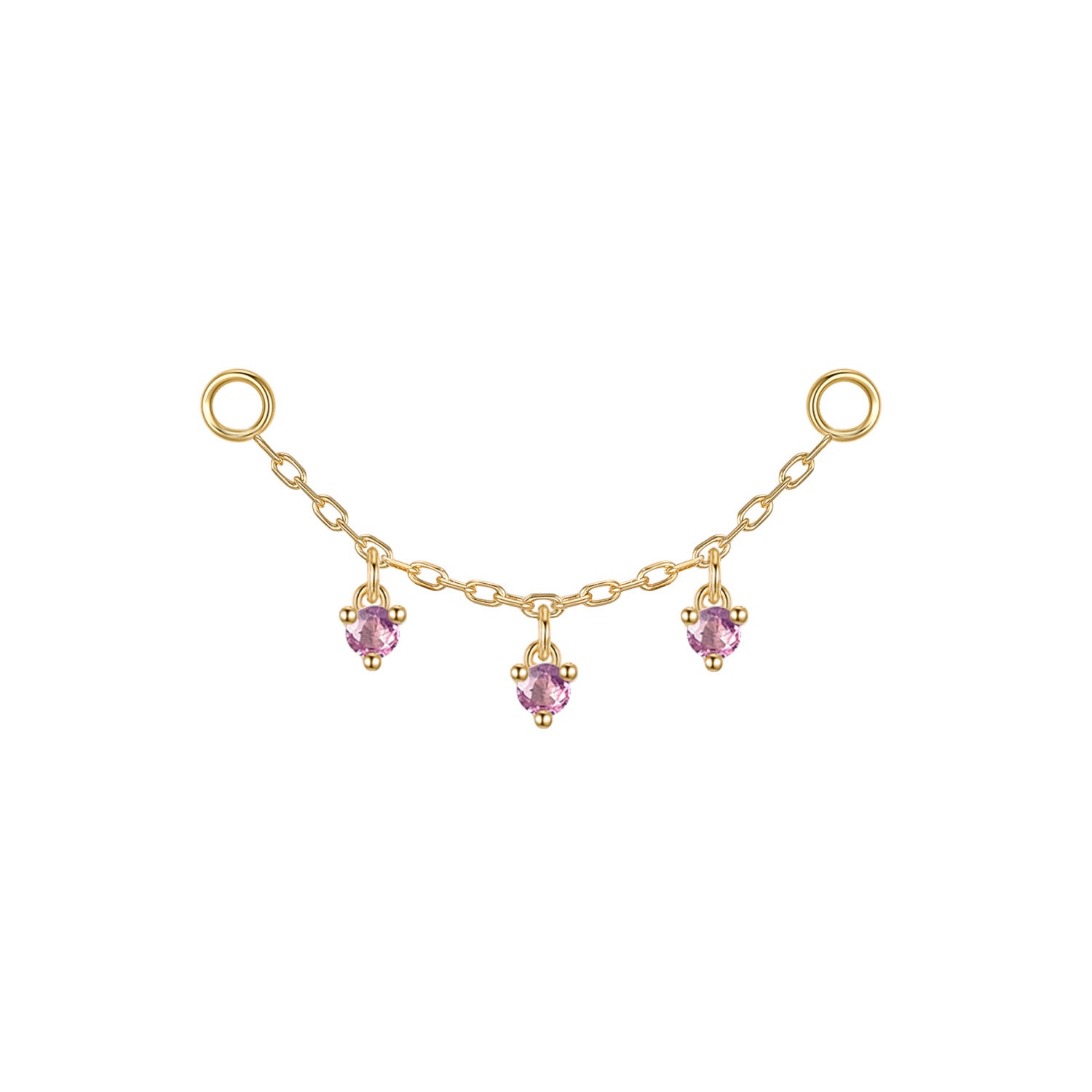 Chain with Dripping Round Colored Gemstones
