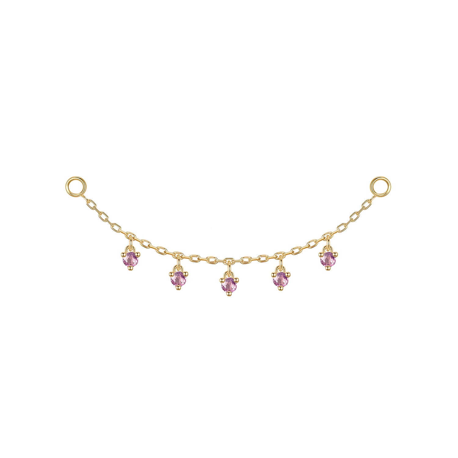 Chain with Dripping Round Colored Gemstones