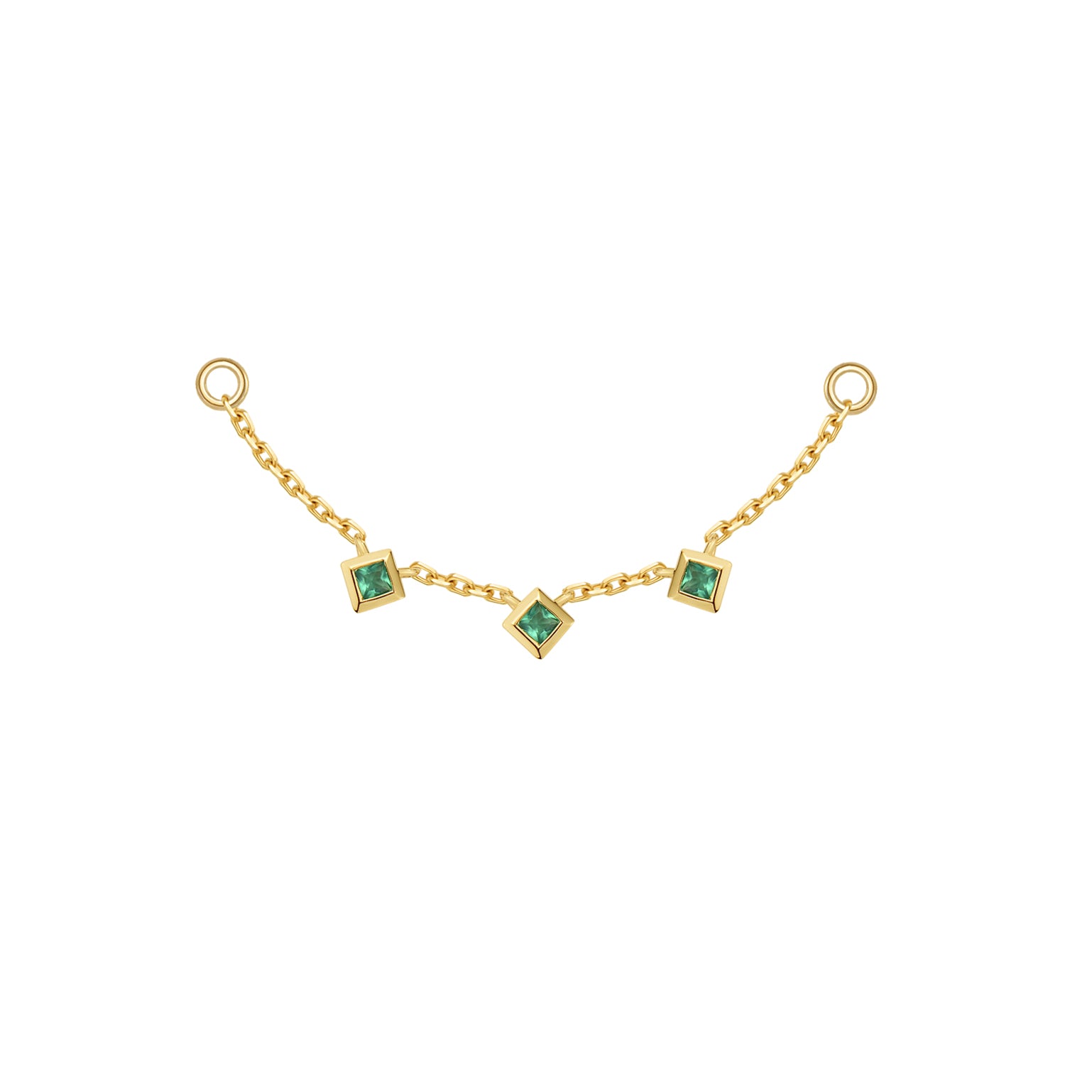 Chain with 3 Princess Cut Gemstone Stations
