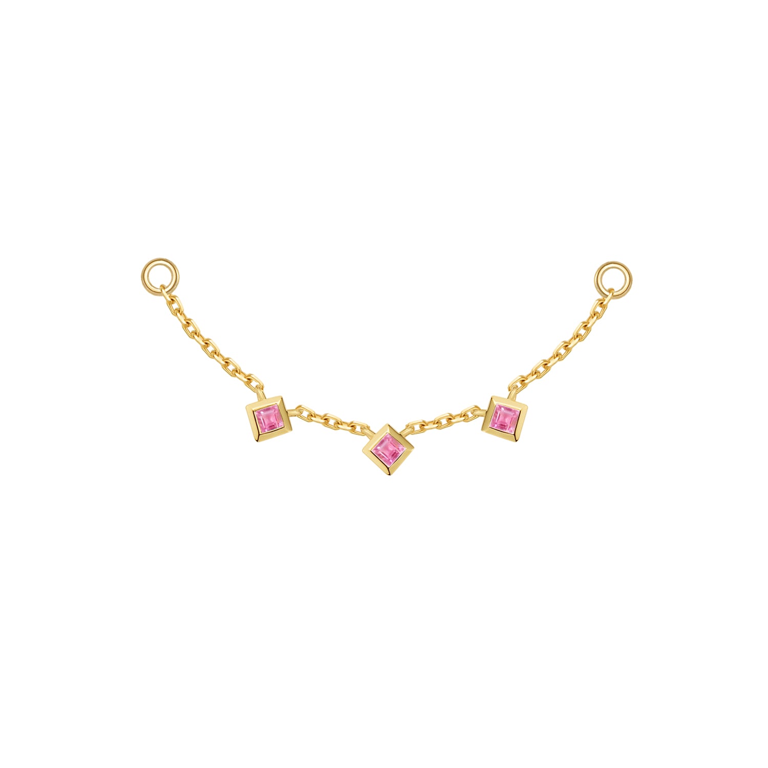 Chain with 3 Princess Cut Gemstone Stations