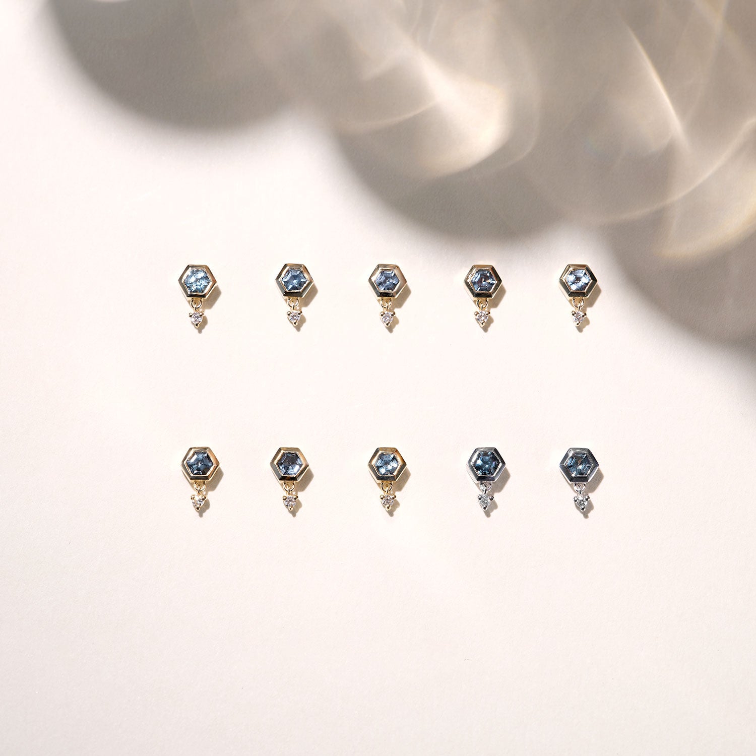LE 2026 #53 Bezel Gray-Blue Hexagon Spinel with Diamond Dangle