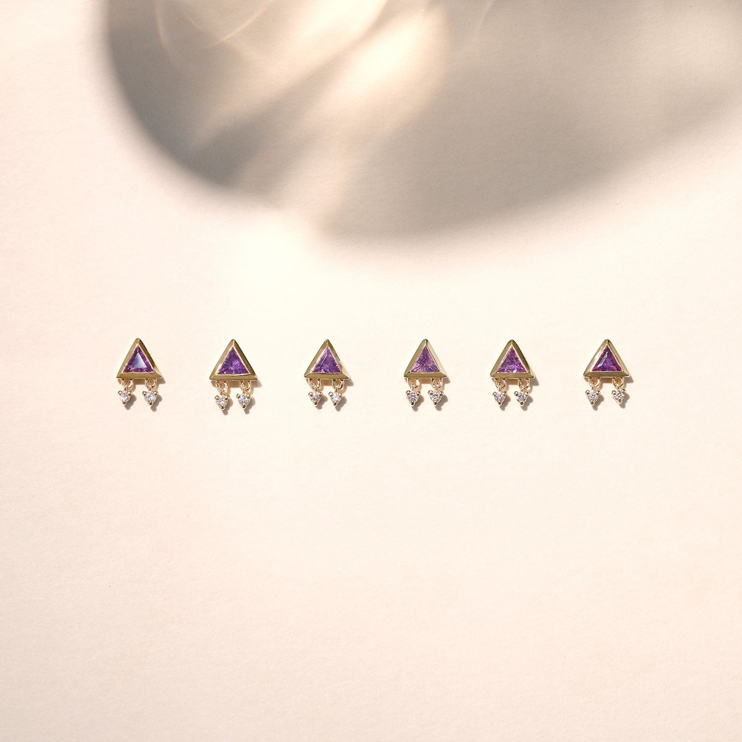 Bezel Trillion Purple Sapphire with 2 Diamond Dangle