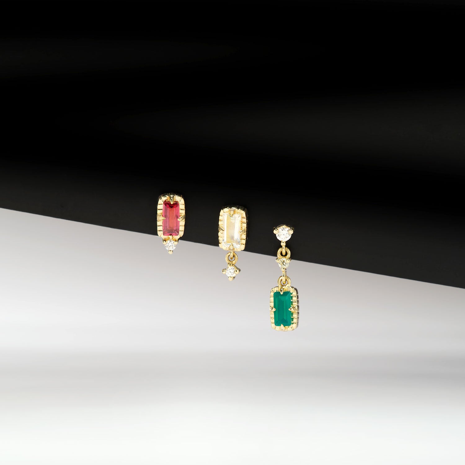 Cascade 2 with Fluted Edge Baguette - Colored Gemstone