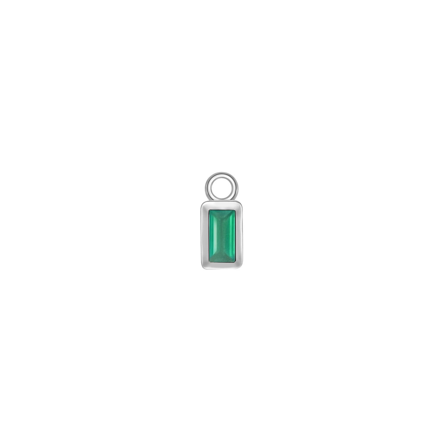 Baguette Solitaire Bezel Charm - Colored Gemstone