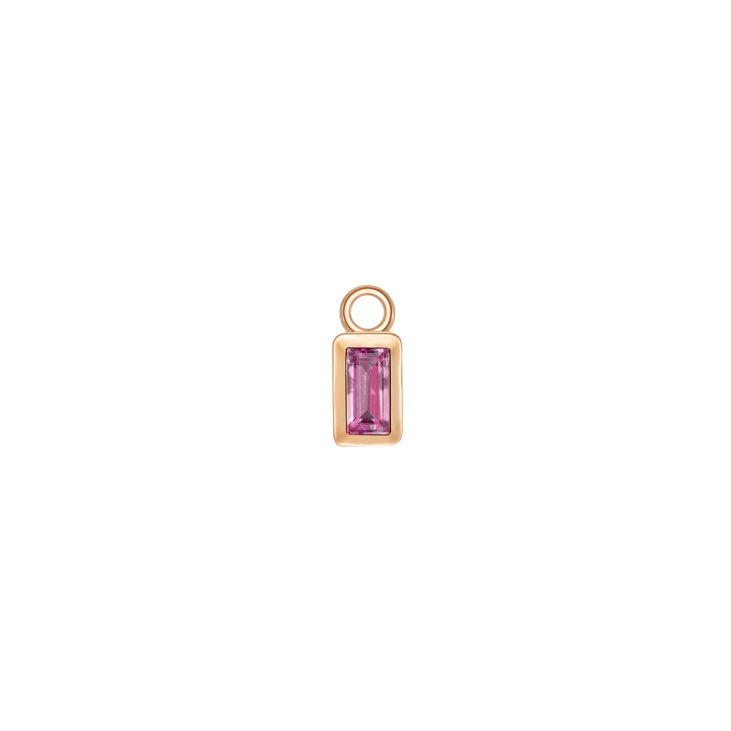 Baguette Solitaire Bezel Charm - Colored Gemstone
