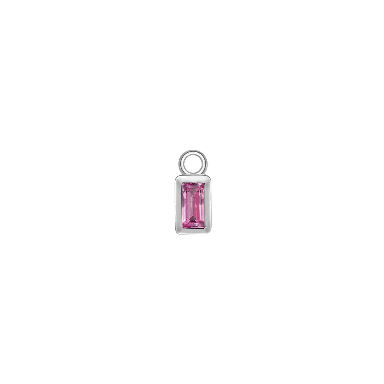 Baguette Solitaire Bezel Charm - Colored Gemstone