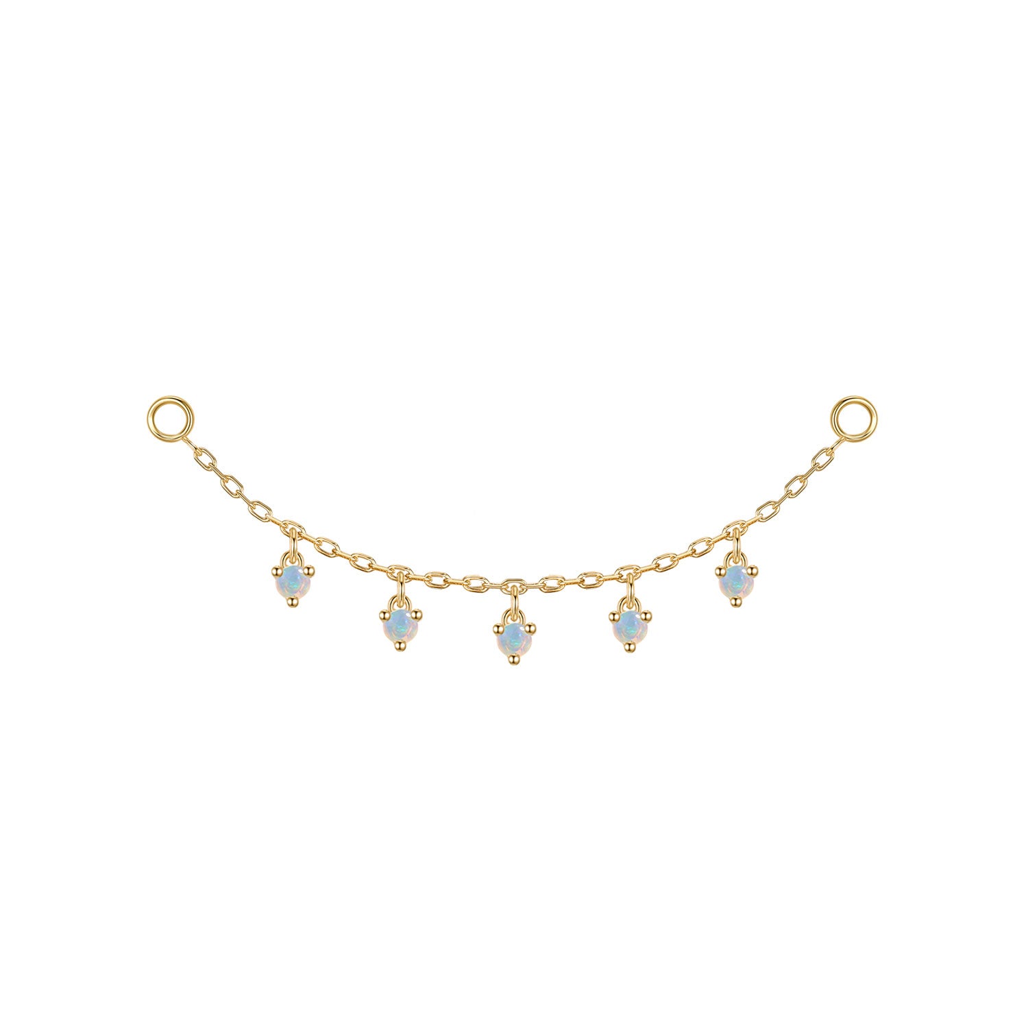 Chain with Dripping Round Colored Gemstones