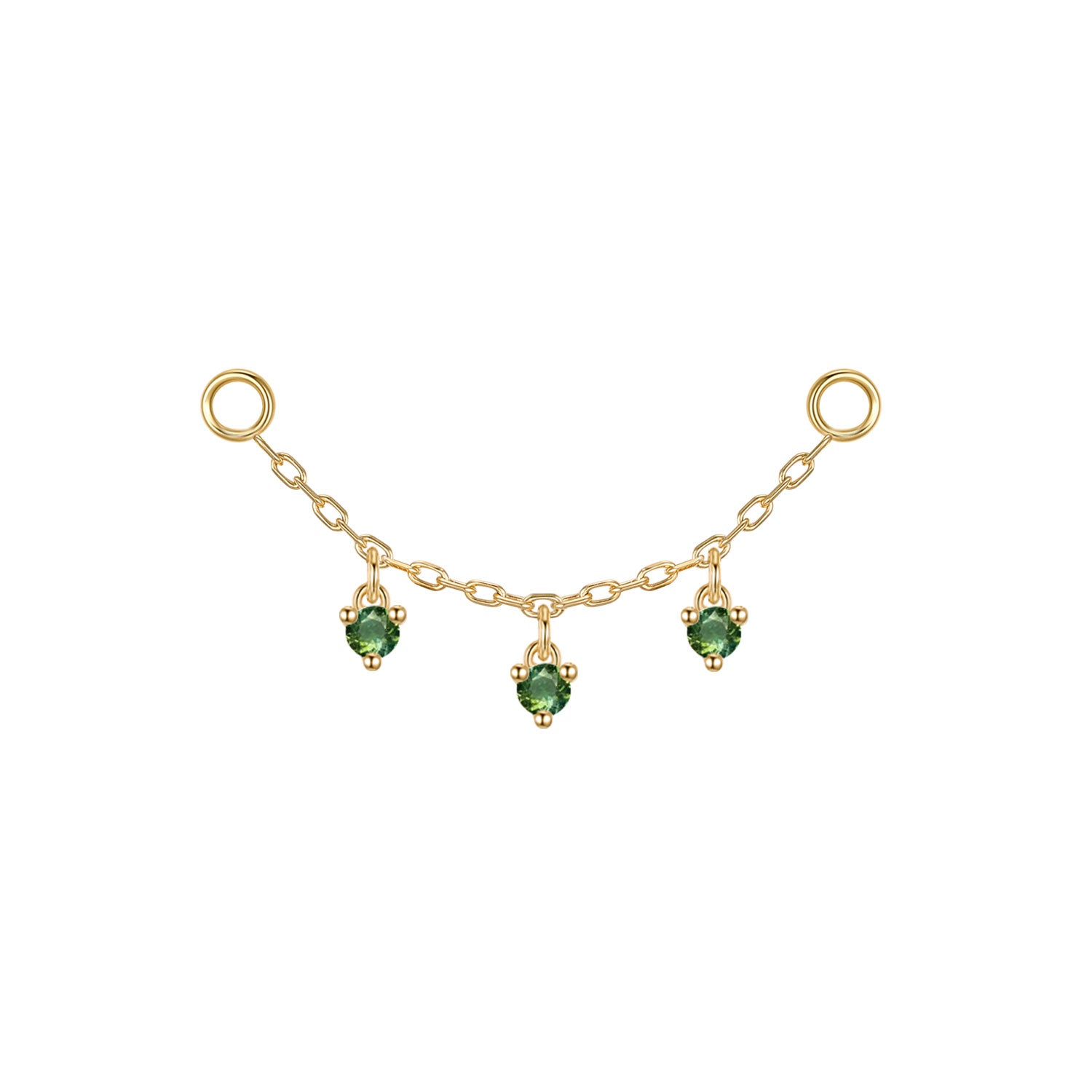 Chain with Dripping Round Colored Gemstones