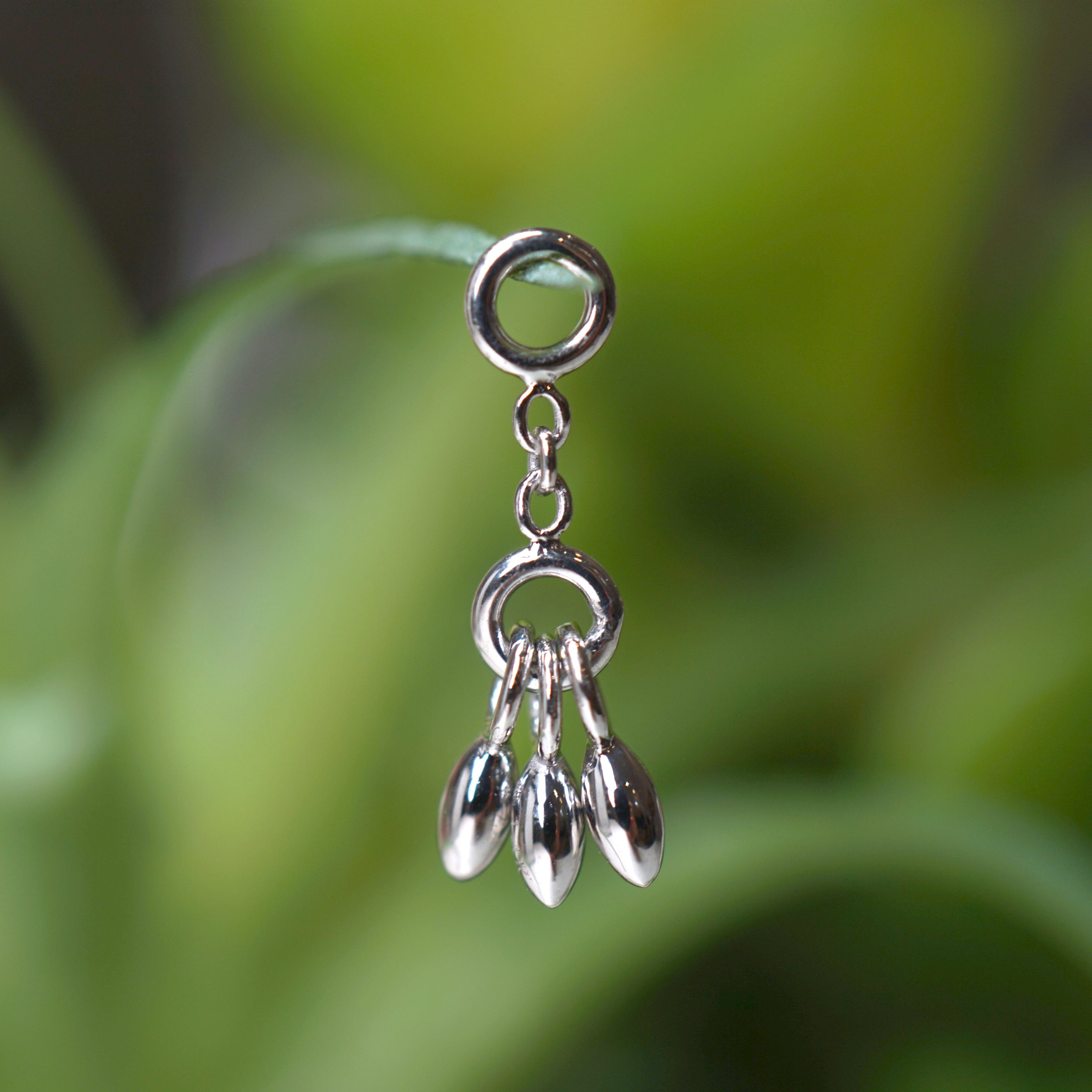 Triple Marquise Bead Tassel Chain Charm