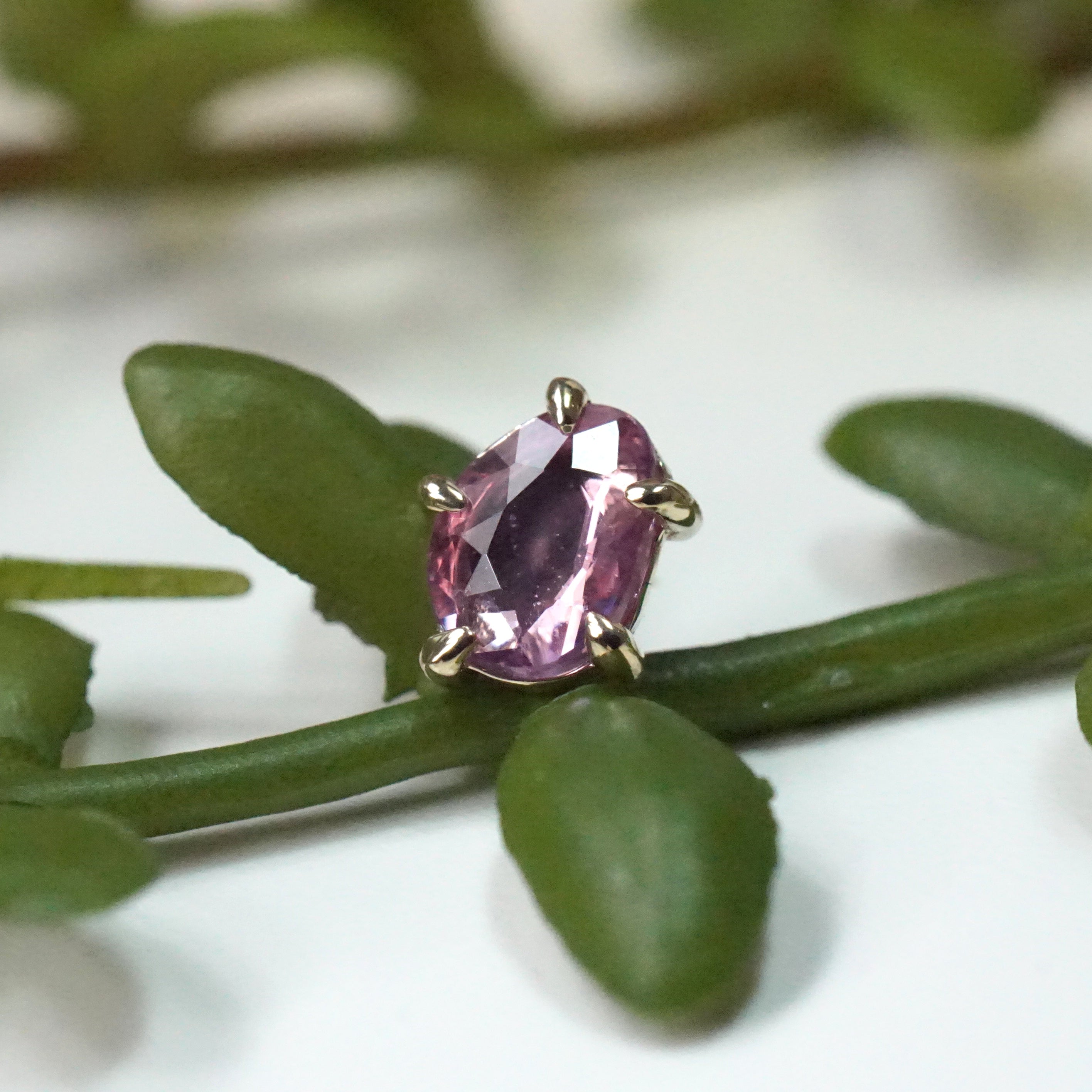 Claw Prong Set Pink Sapphire Solitaire One-Of-A-Kind Freeform