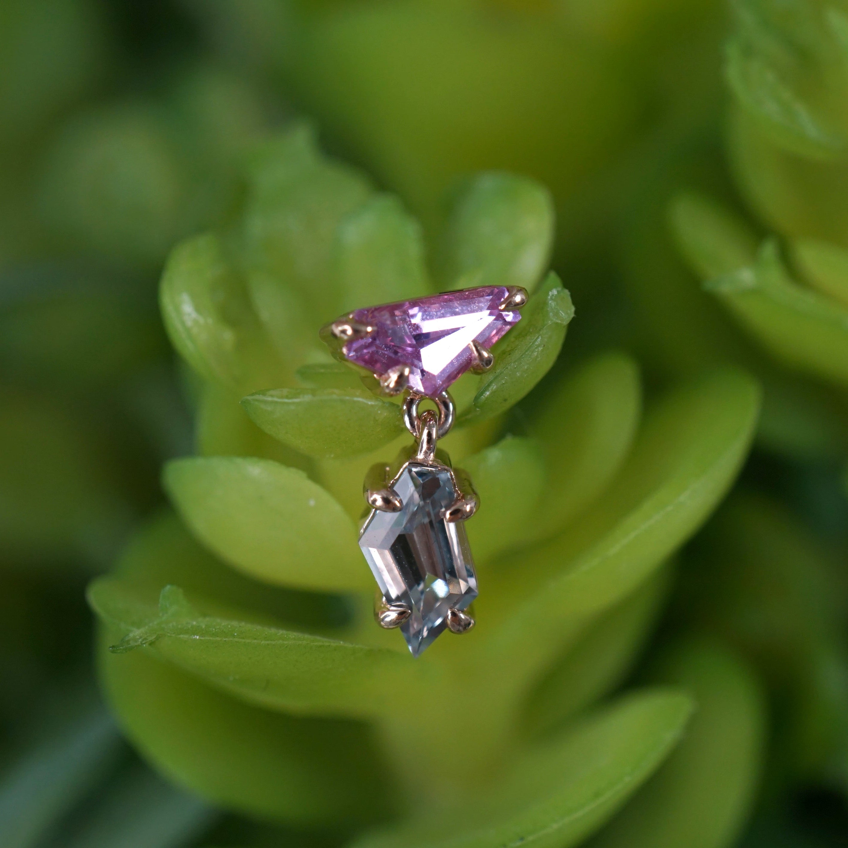 Claw Set Double Drop Faceted Sapphire Freeform One-Of-A-Kind