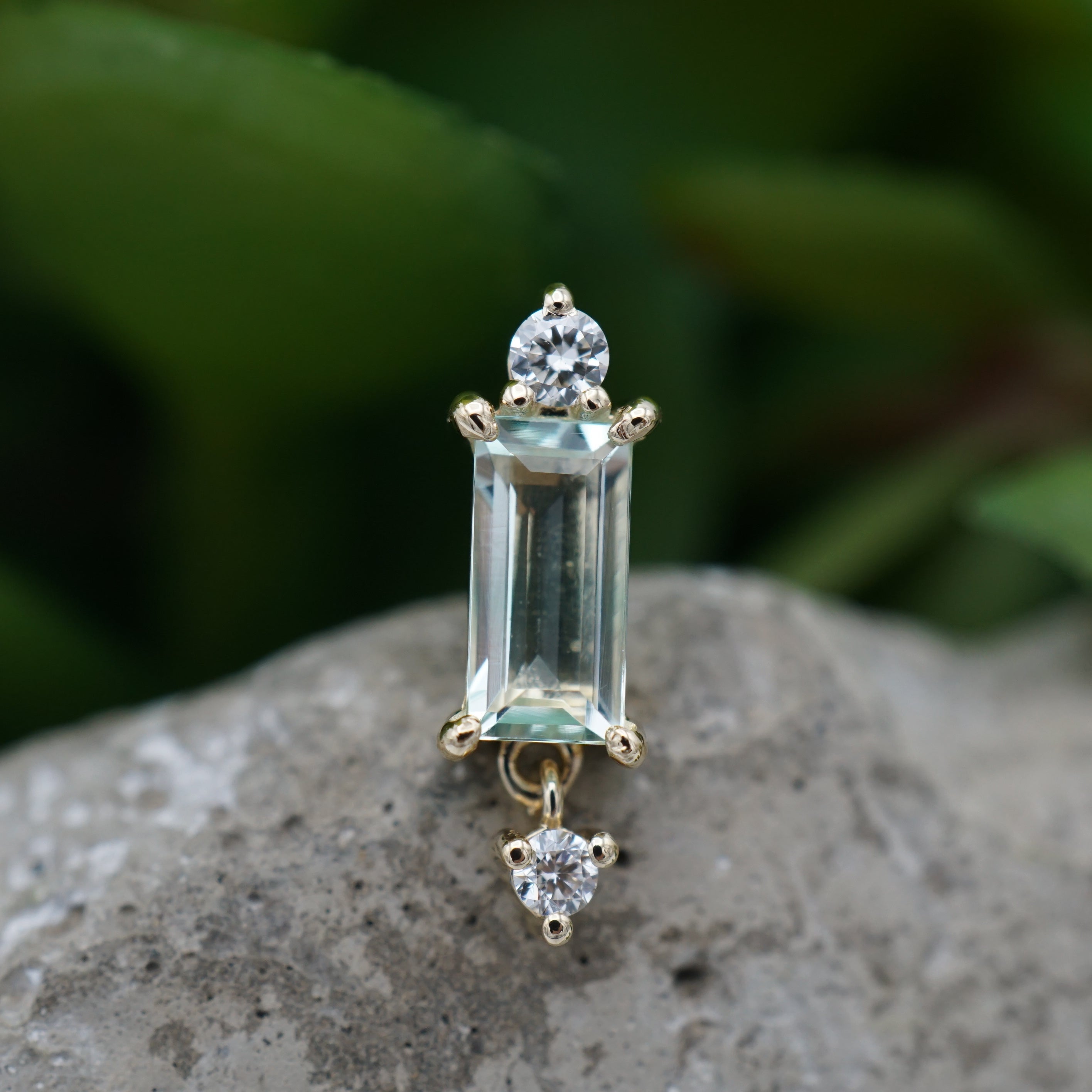 Green Beryl with Diamond Accent and Dangle