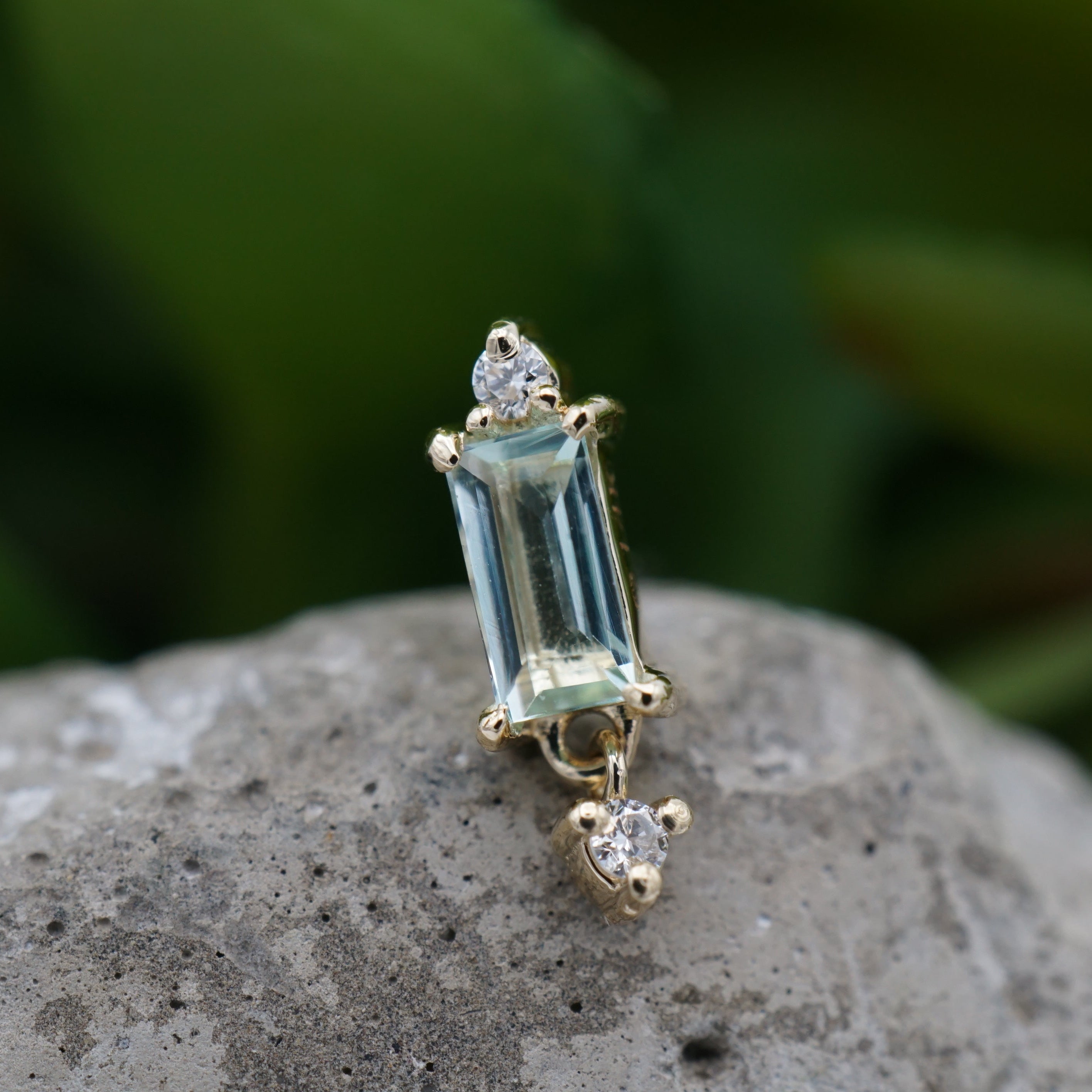 Green Beryl with Diamond Accent and Dangle