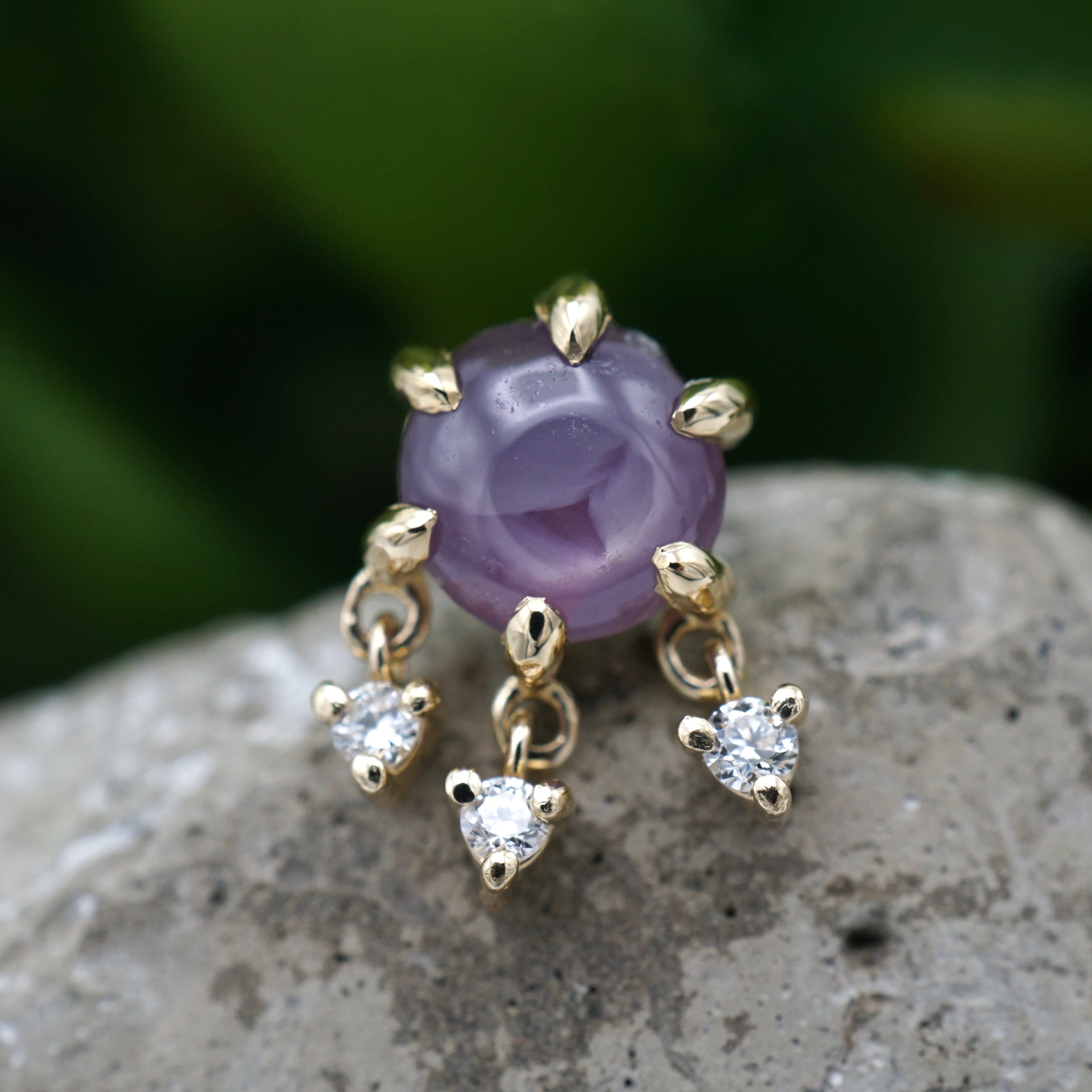 Star Ruby with 3 Diamond Dangle