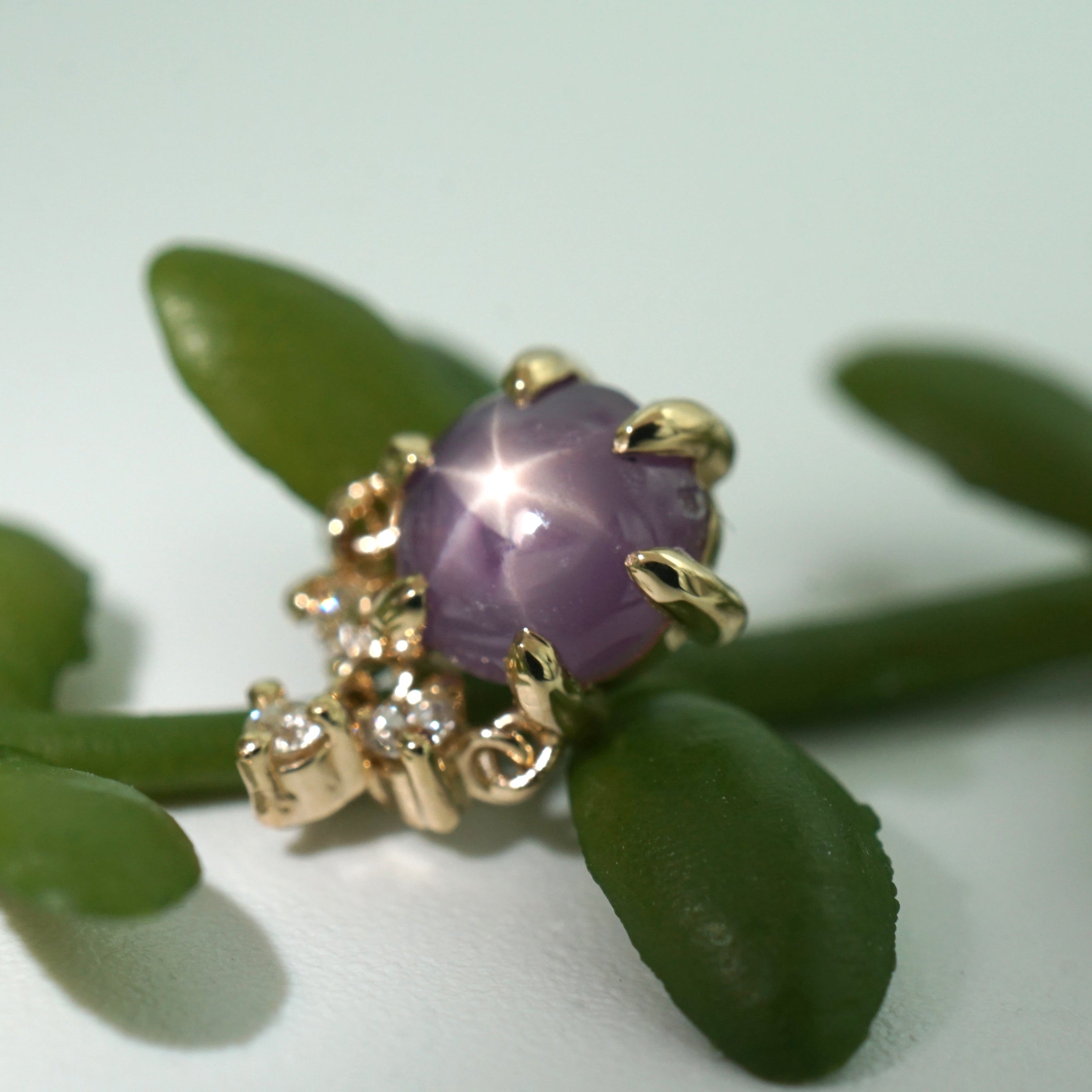 Star Ruby with 3 Diamond Dangle