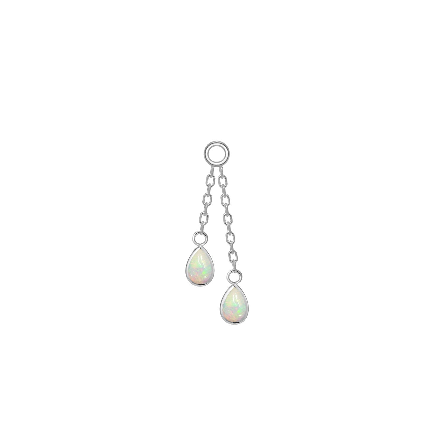 Double Pear Bezel Charm On Chain - Cabochon Gemstone