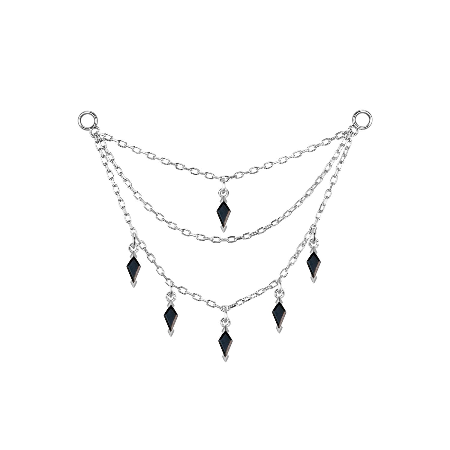 Triple Chain with Kite Dripping Gemstones