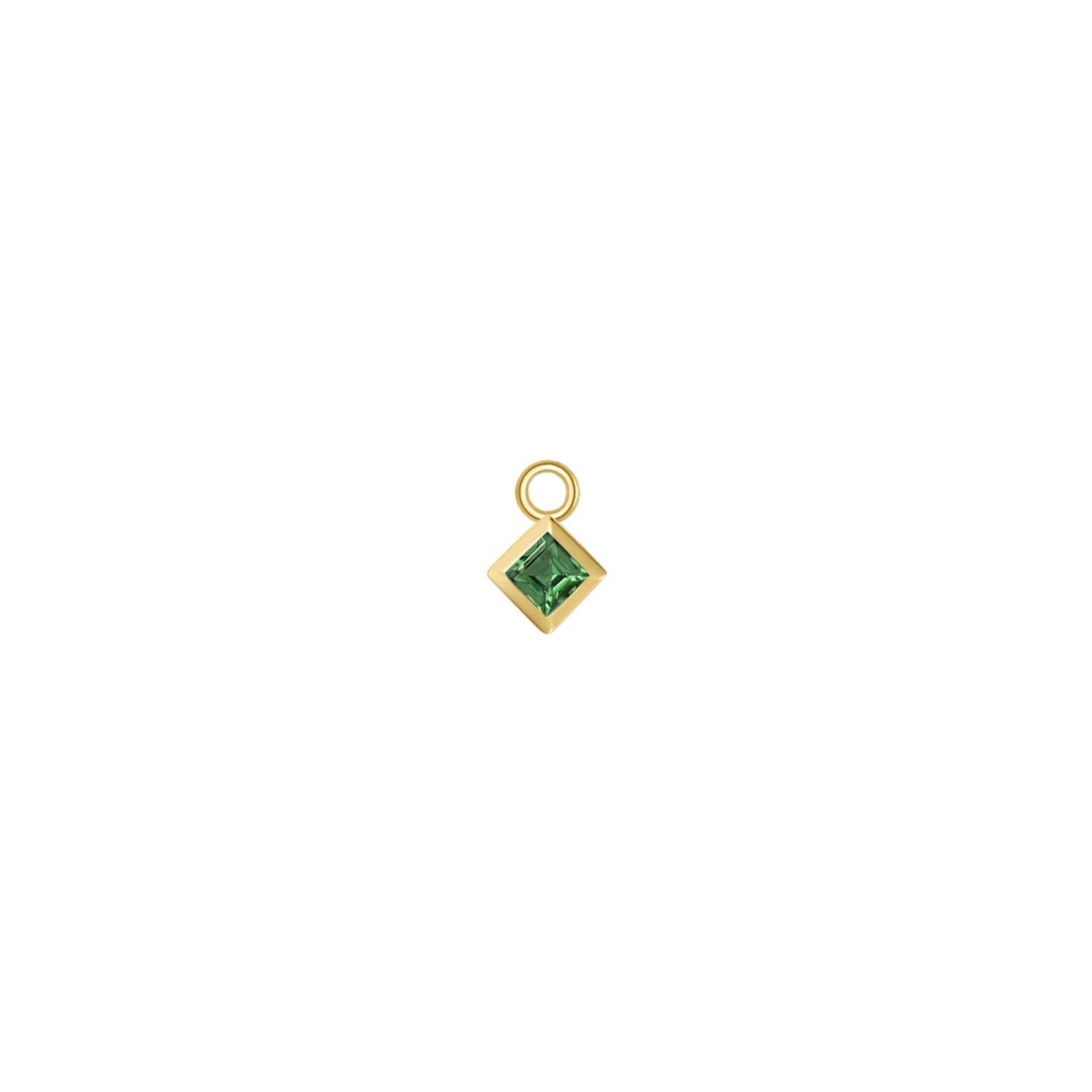 Princess Solitaire Bezel Charm - Colored Gemstone