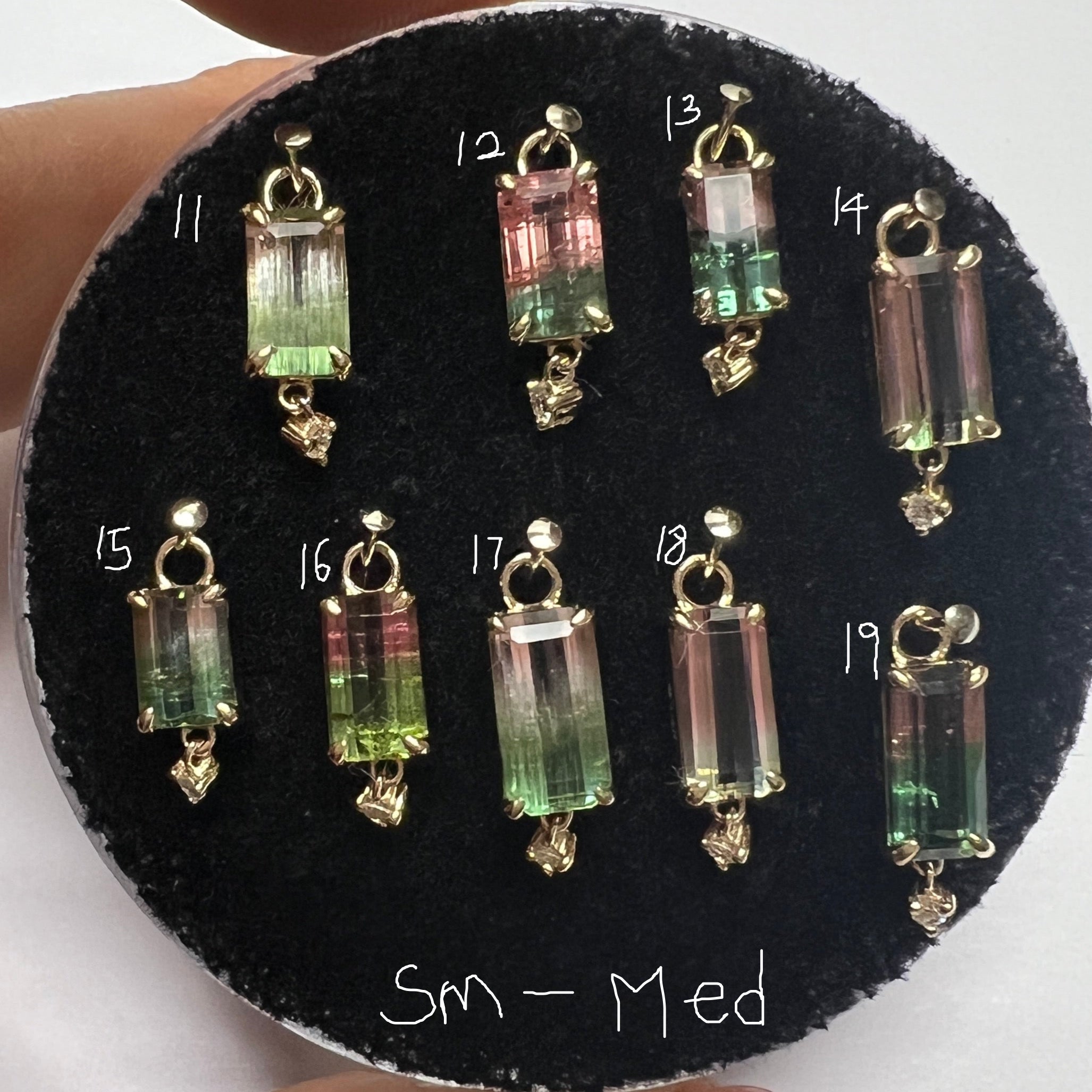 Watermelon Tourmaline with Diamond Drop Charm