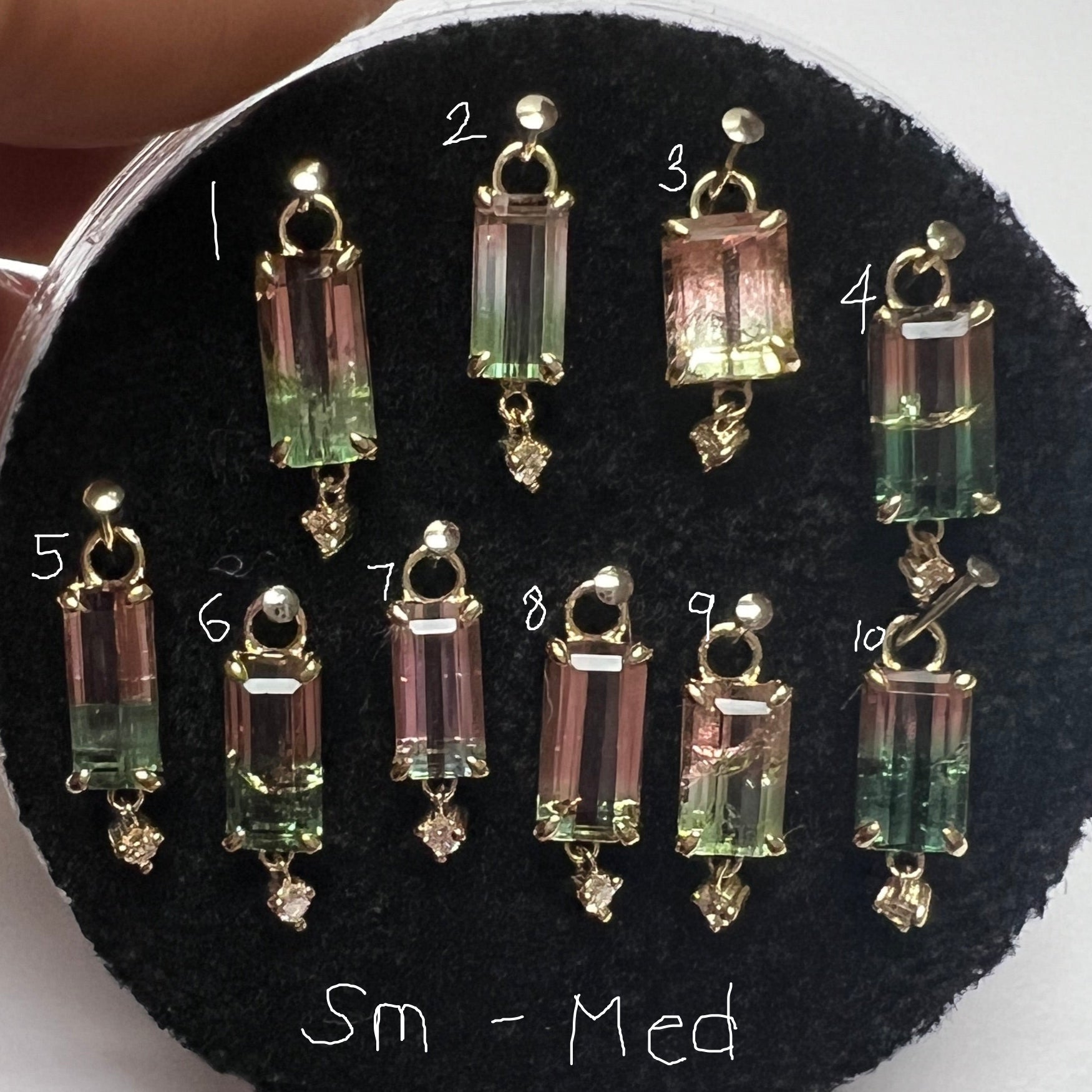 Watermelon Tourmaline with Diamond Drop Charm