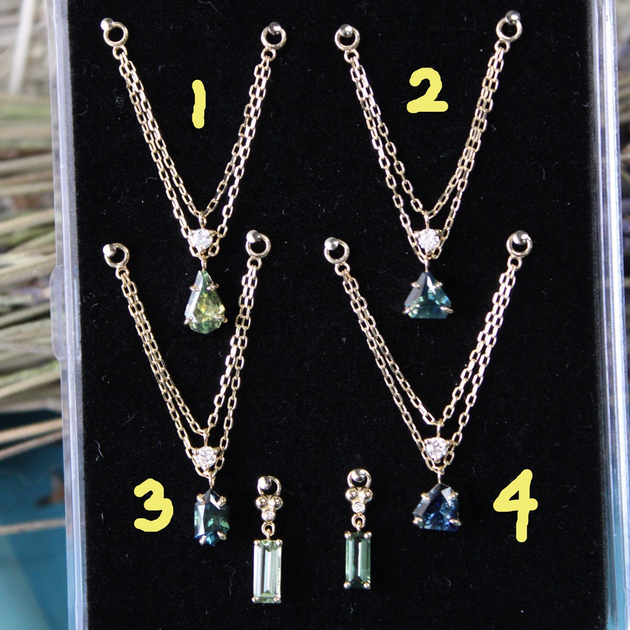 Faceted Freeform Bi-Color Sapphire and Diamond Chain One-Of-A-Kind