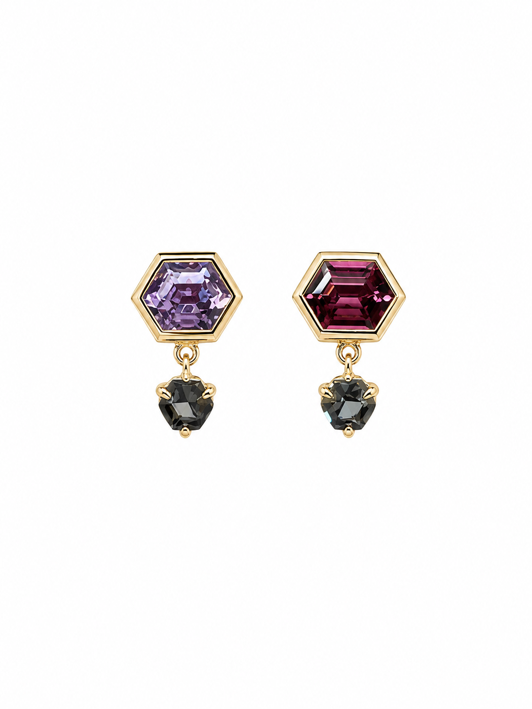 LE 2026 #31 Hexagon Pink Spinel and Hexagon Grey Spinel Dangle