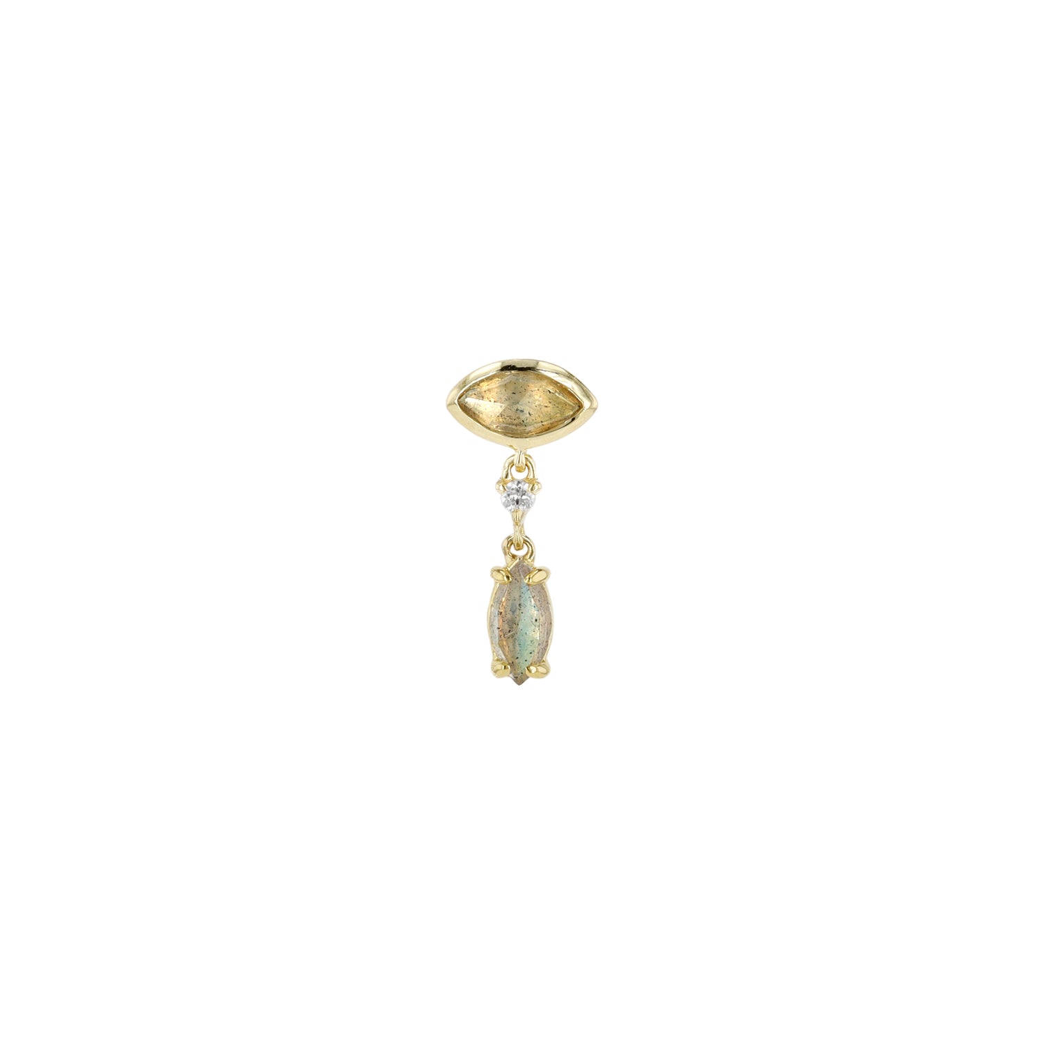 Marquise Labradorite and Diamond Dangle