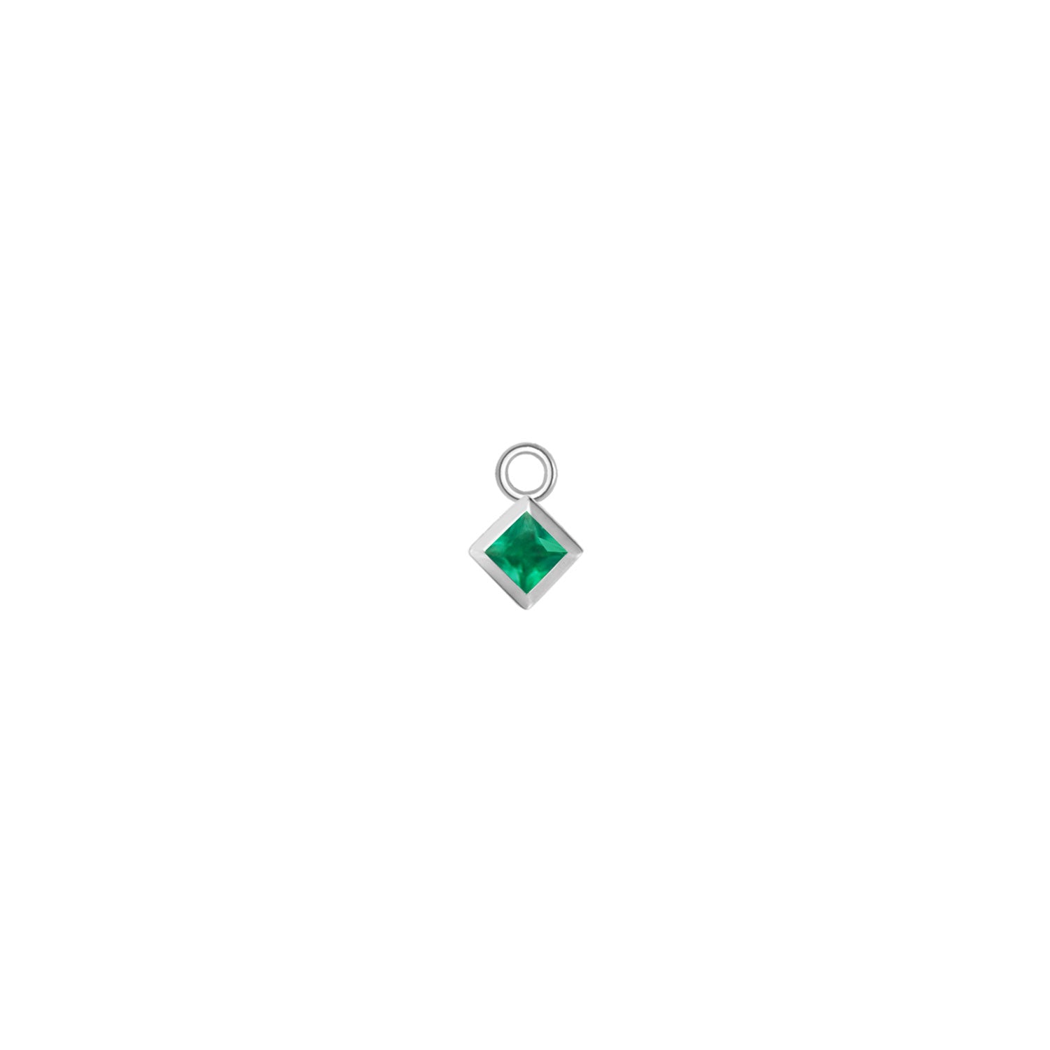 Princess Solitaire Bezel Charm - Colored Gemstone