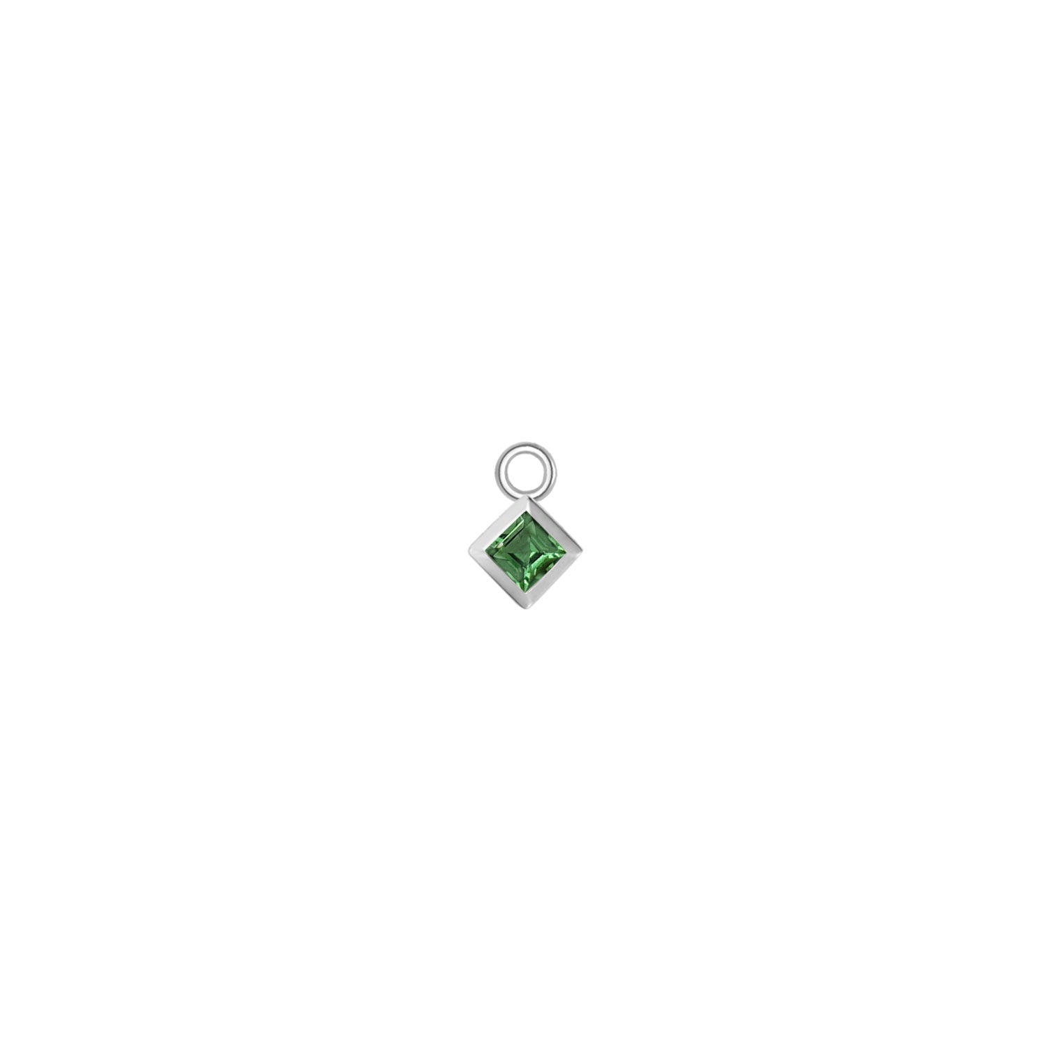 Princess Solitaire Bezel Charm - Colored Gemstone