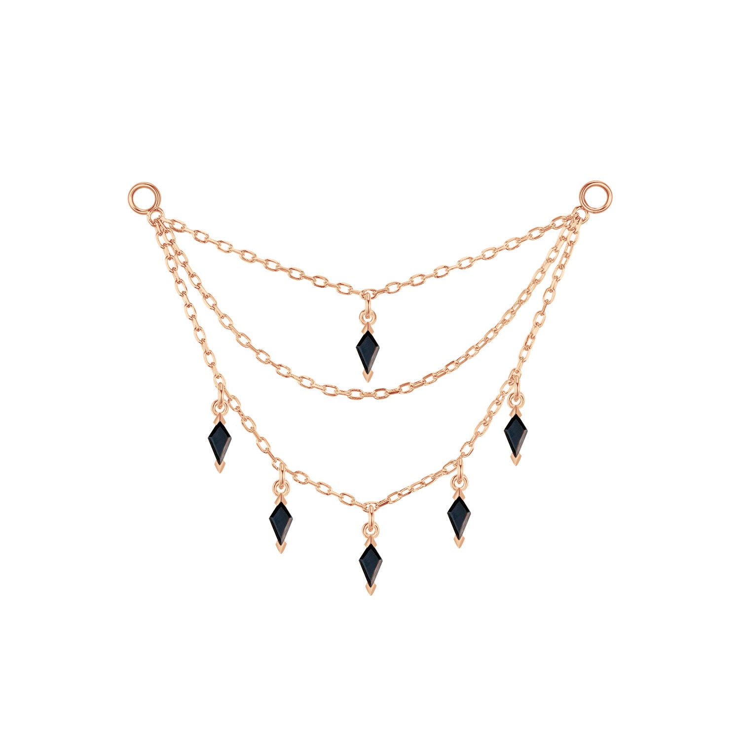 Triple Chain with Kite Dripping Gemstones