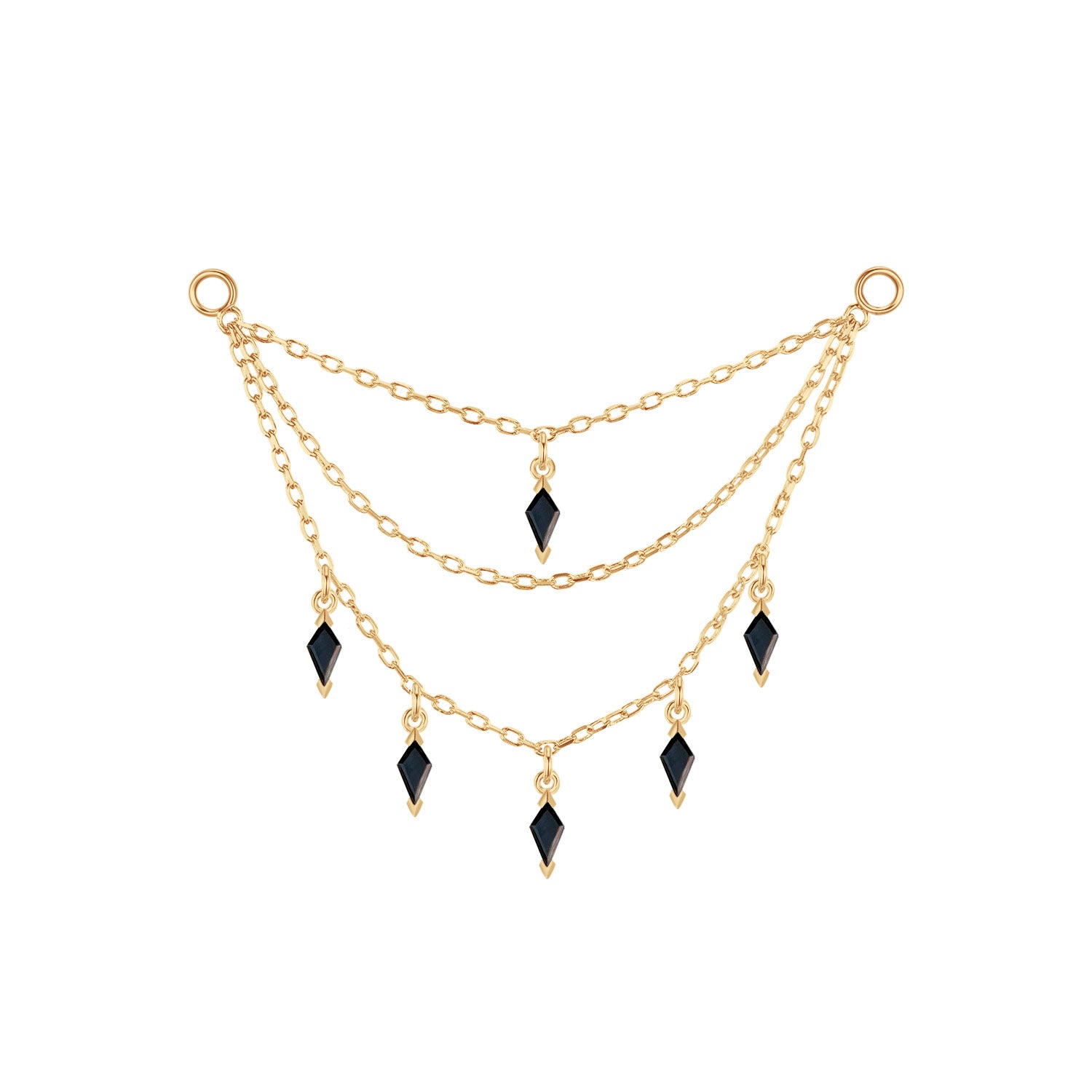 Triple Chain with Kite Dripping Gemstones