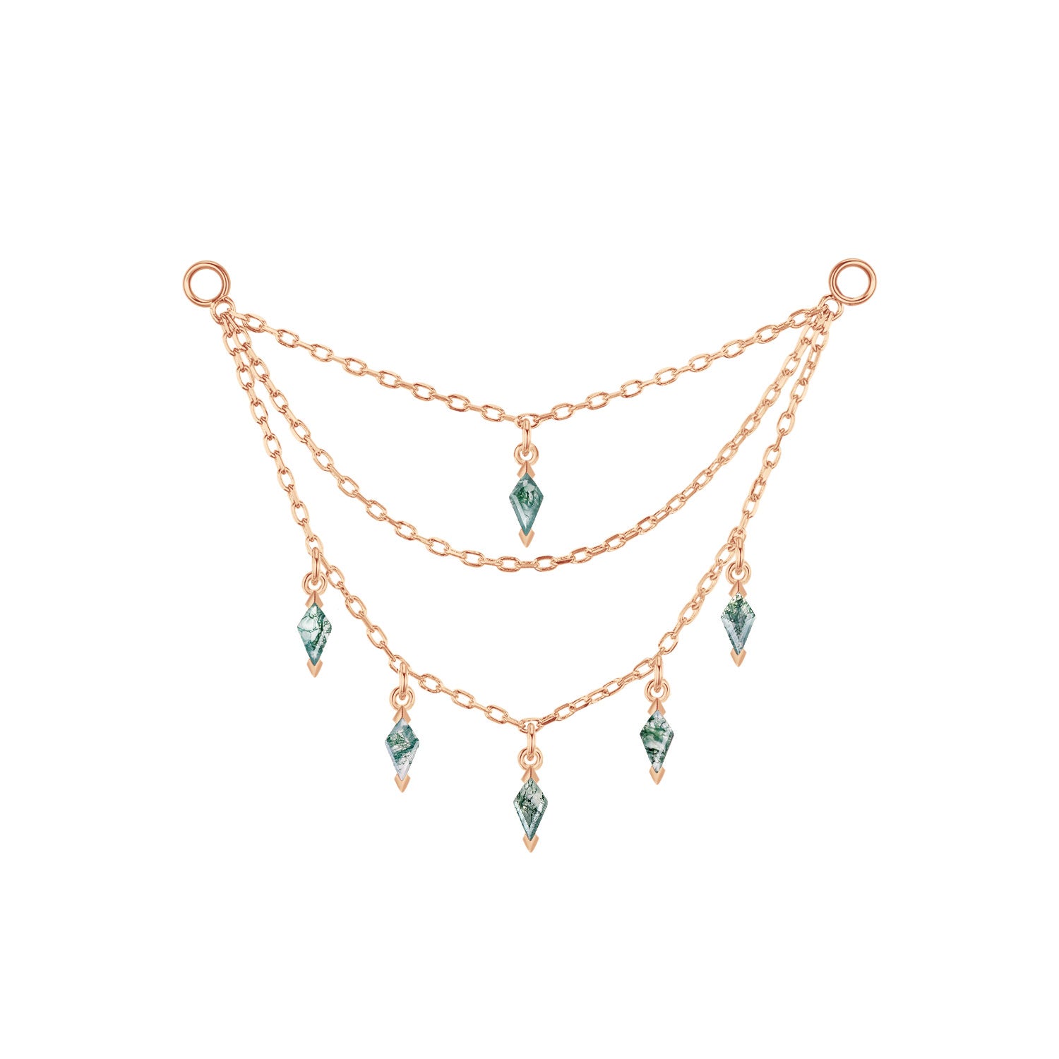 Triple Chain with Kite Dripping Gemstones