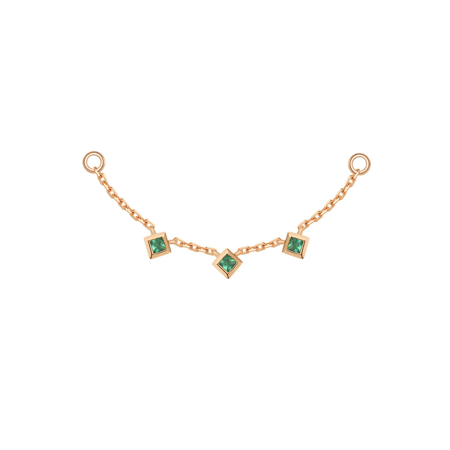 Chain with 3 Princess Cut Gemstone Stations