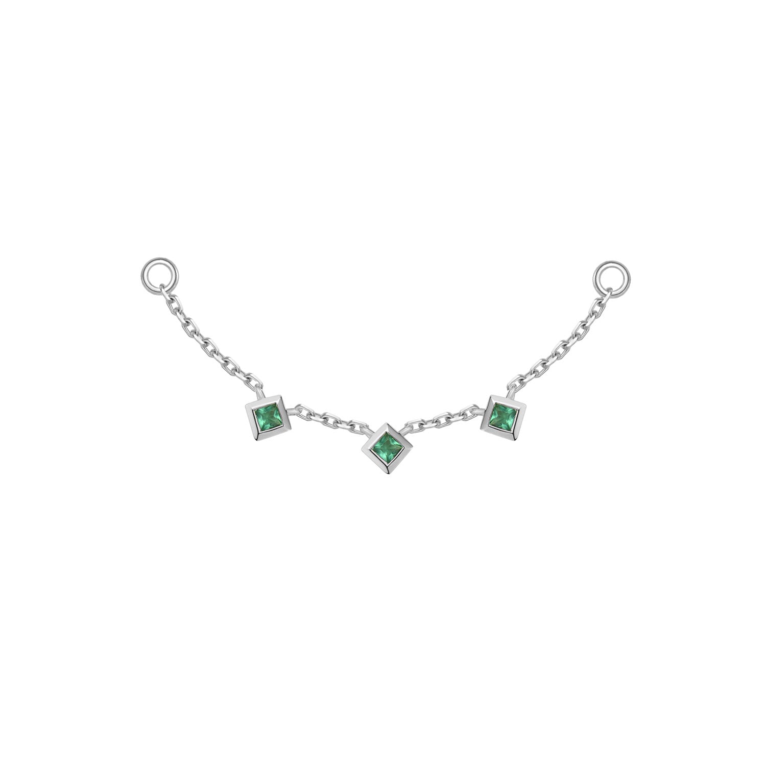 Chain with 3 Princess Cut Gemstone Stations