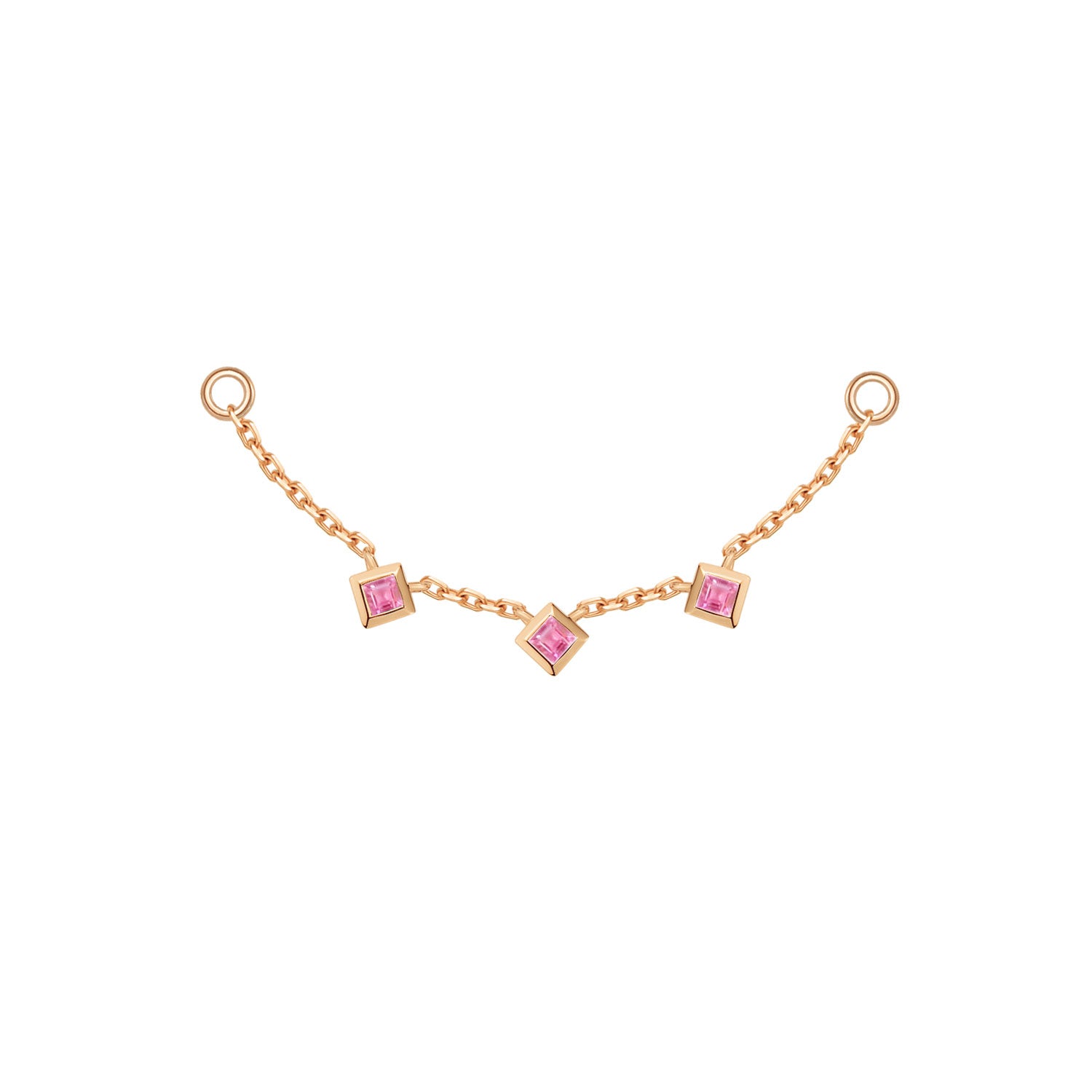 Chain with 3 Princess Cut Gemstone Stations