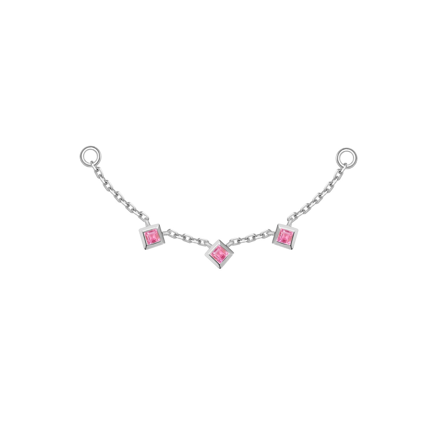Chain with 3 Princess Cut Gemstone Stations