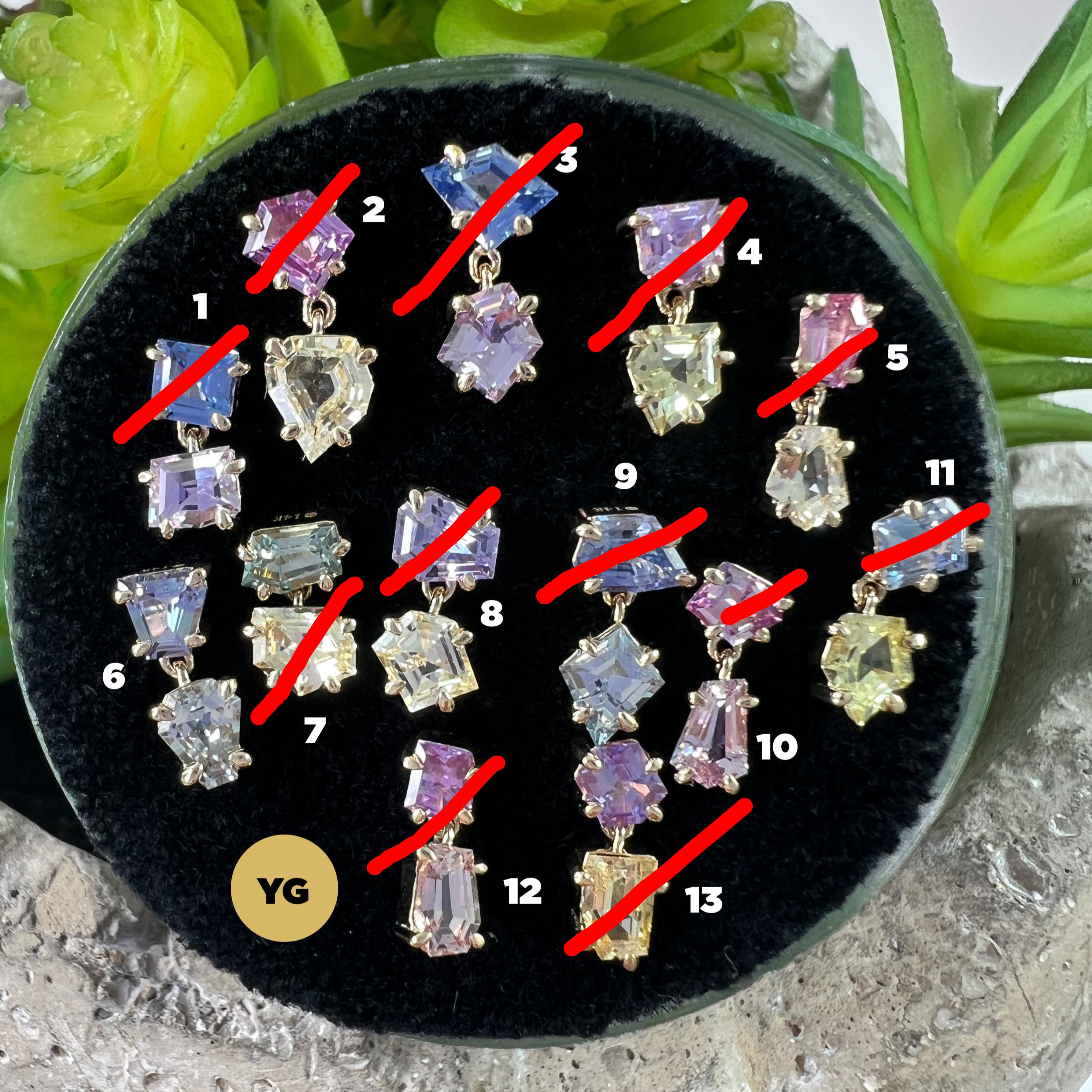 Claw Set Double Drop Faceted Sapphire Freeform One-Of-A-Kind