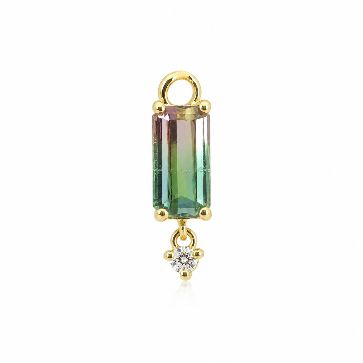 Watermelon Tourmaline with Diamond Drop Charm