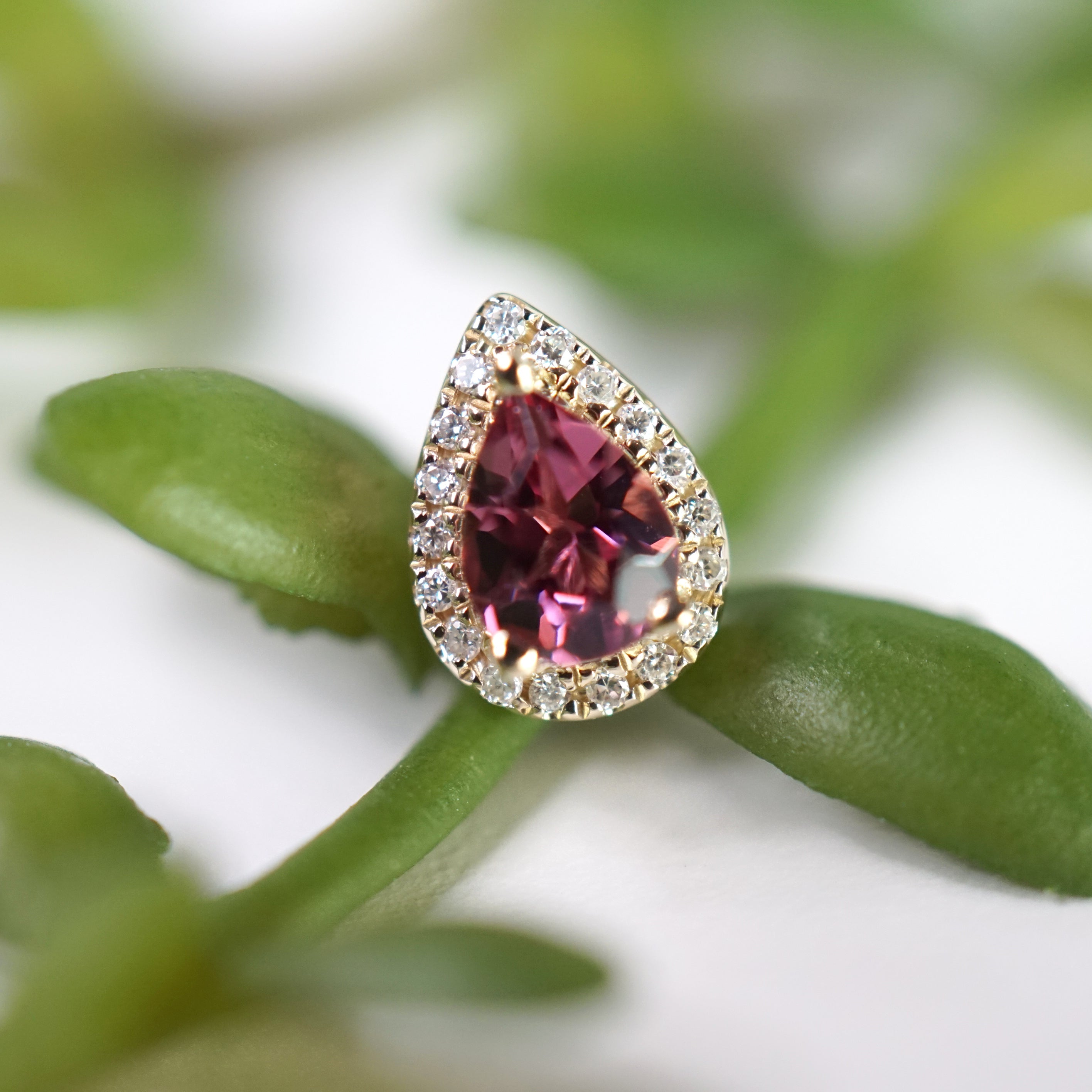 Pear Gemstone with Diamond Halo