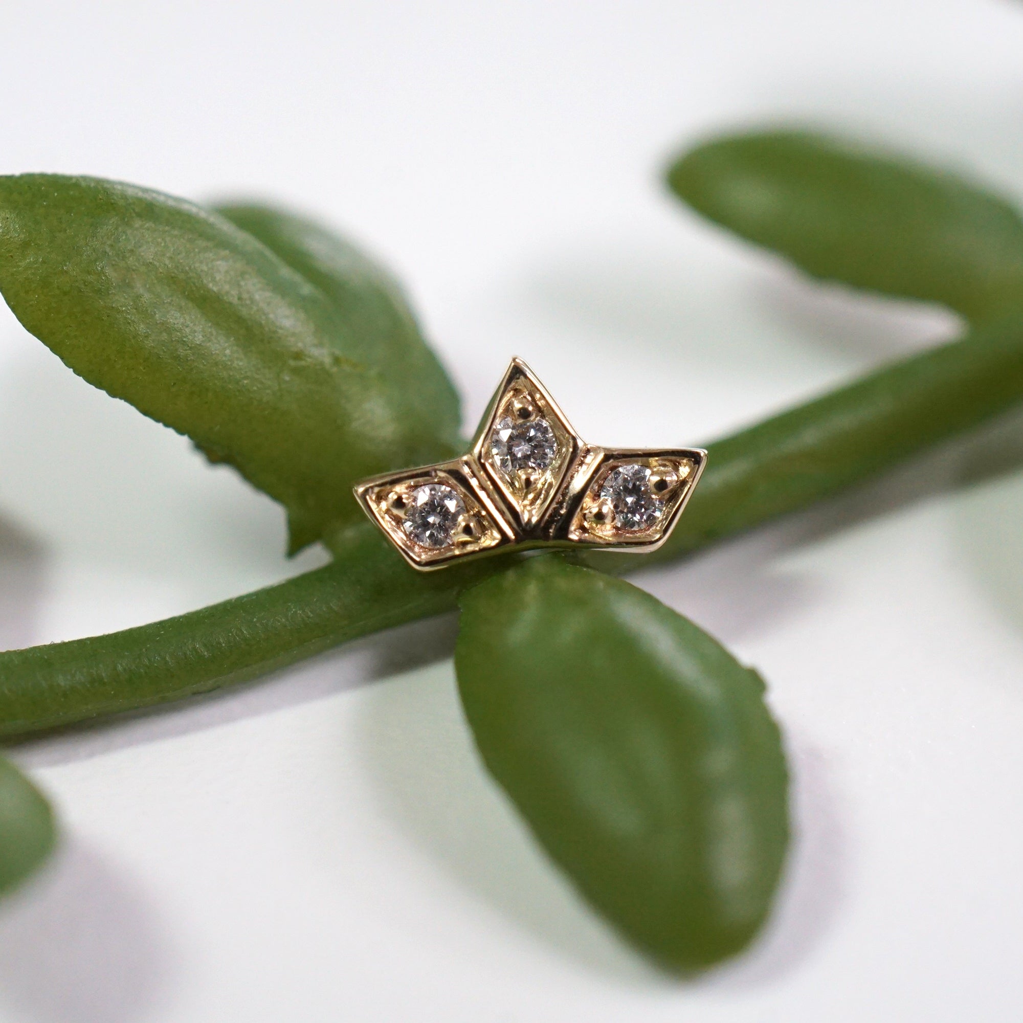 Royal Triple Fan - Diamond and Faceted Gemstone