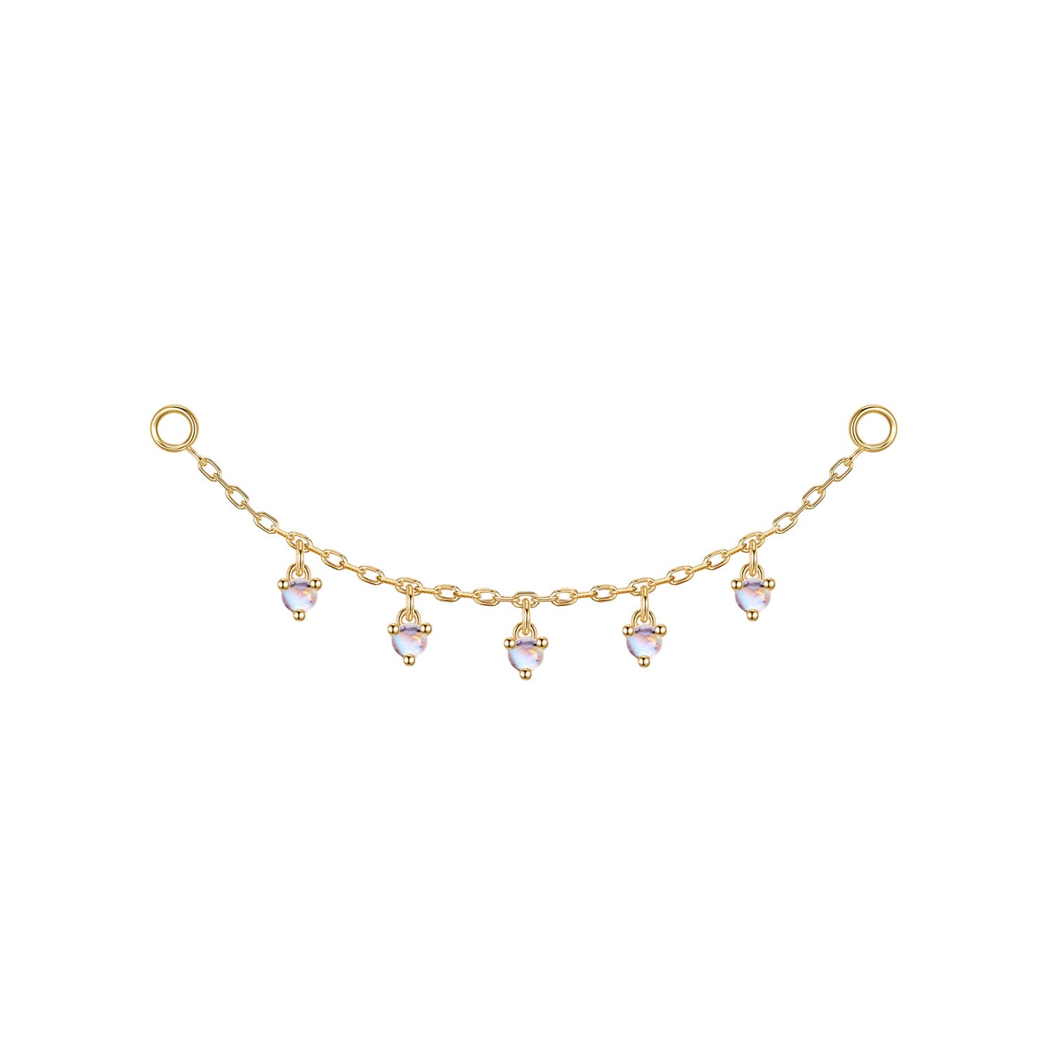 Chain with Dripping Round Colored Gemstones