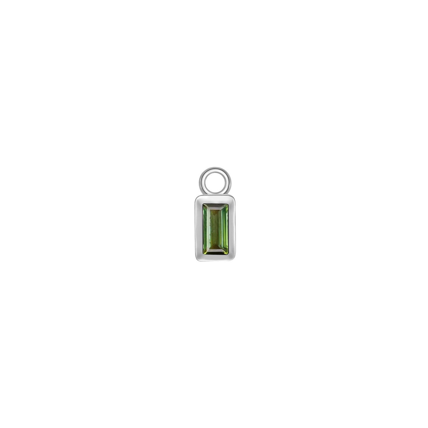 Baguette Solitaire Bezel Charm - Colored Gemstone