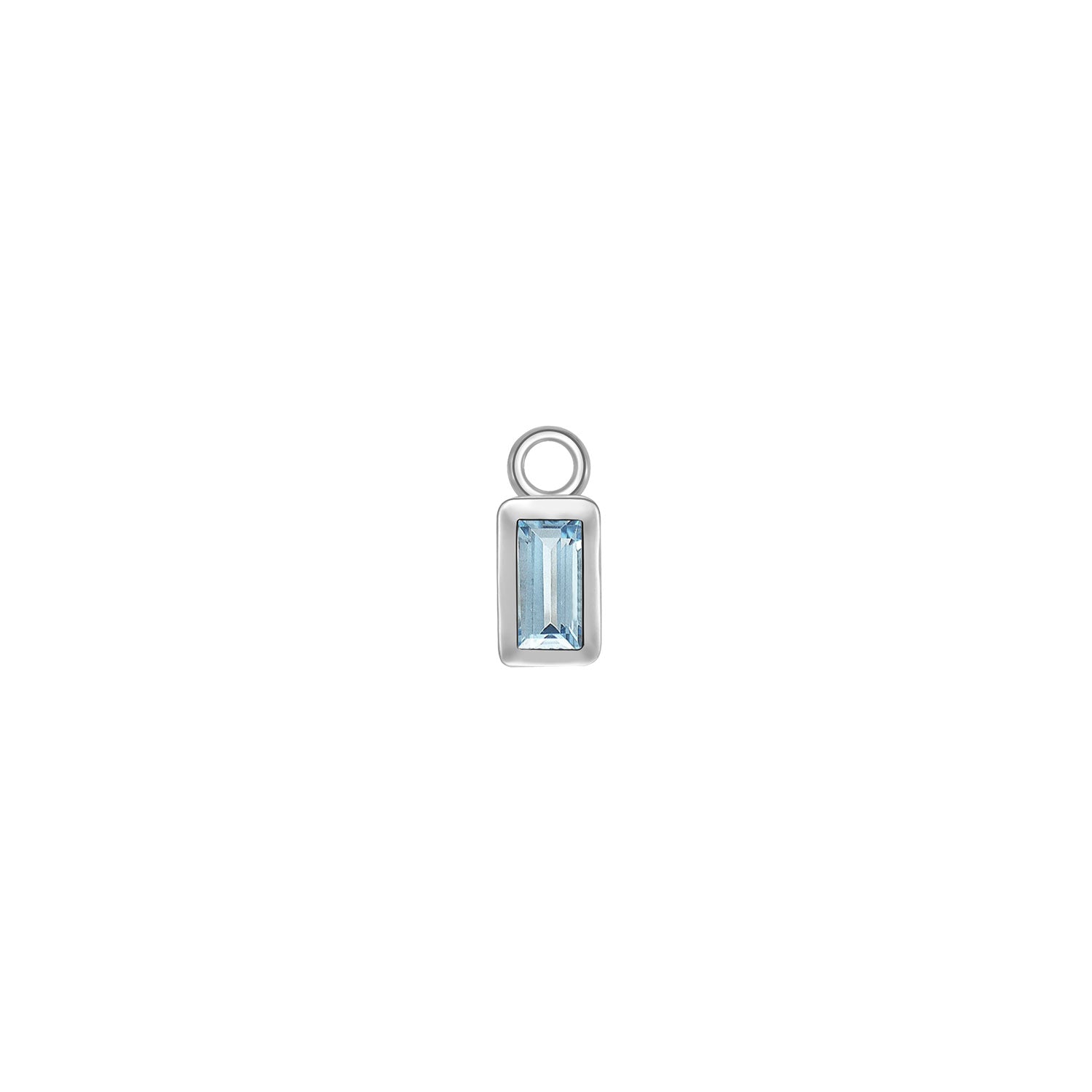 Baguette Solitaire Bezel Charm - Colored Gemstone