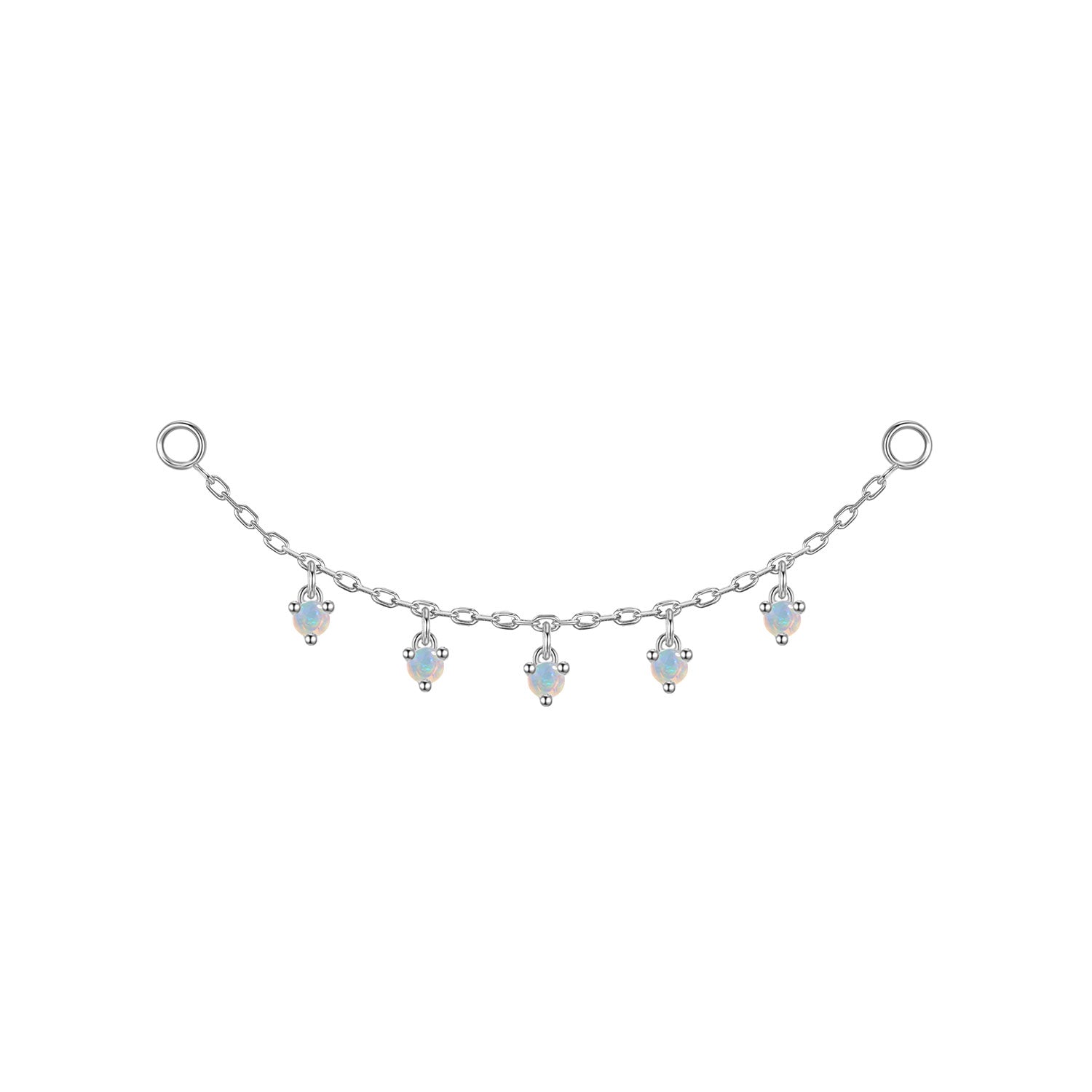 Chain with Dripping Round Colored Gemstones