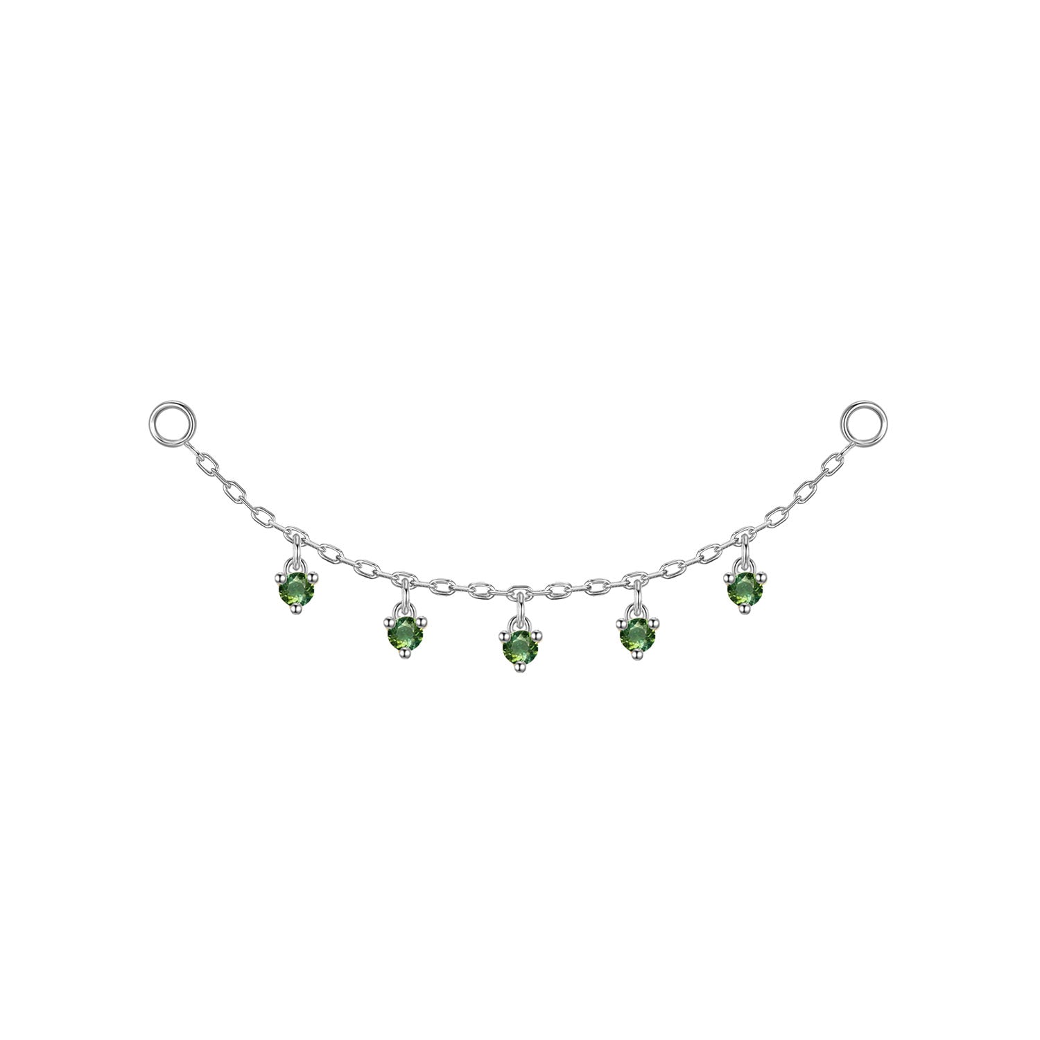 Chain with Dripping Round Colored Gemstones