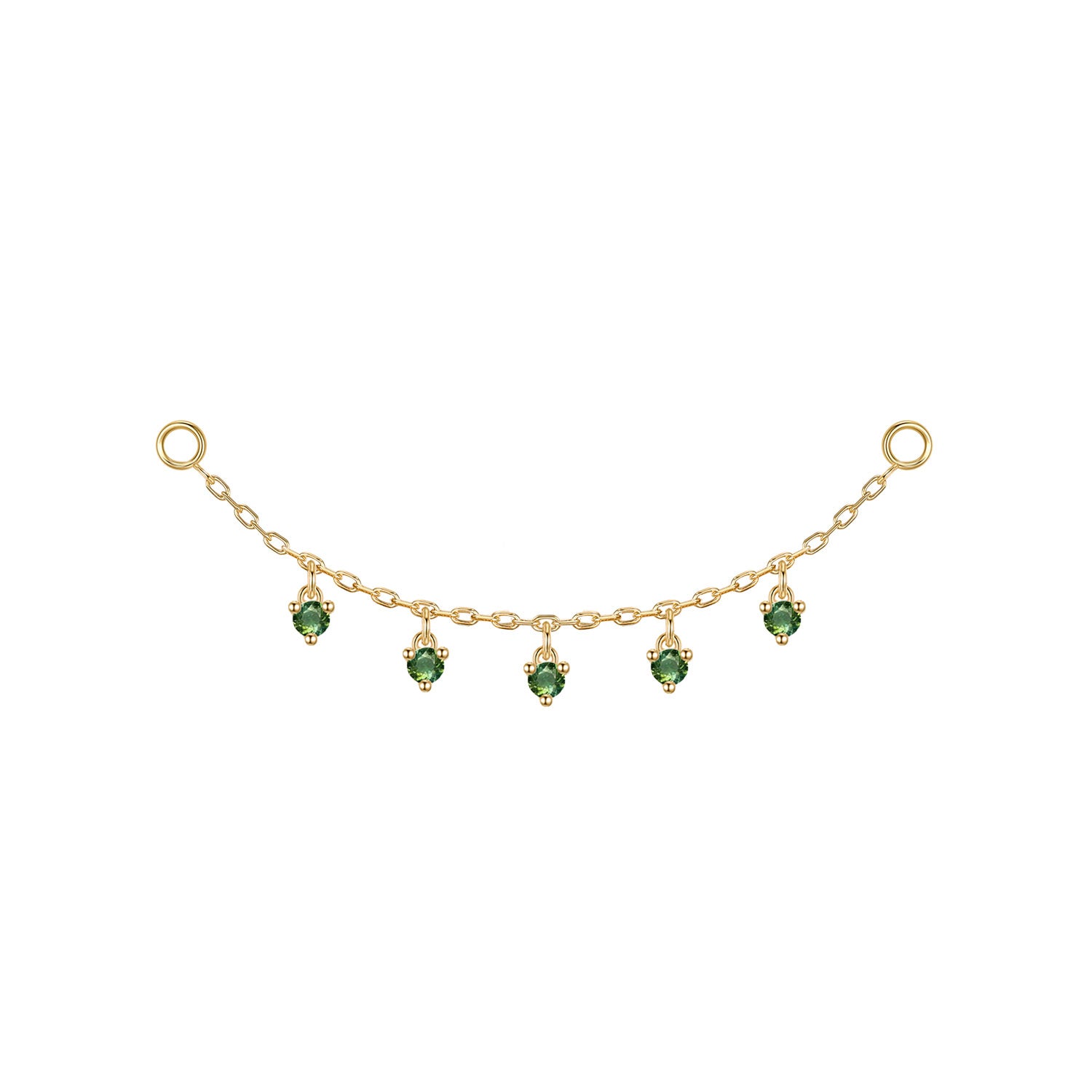 Chain with Dripping Round Colored Gemstones