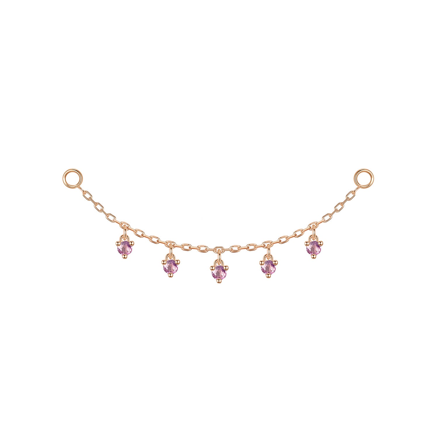 Chain with Dripping Round Colored Gemstones