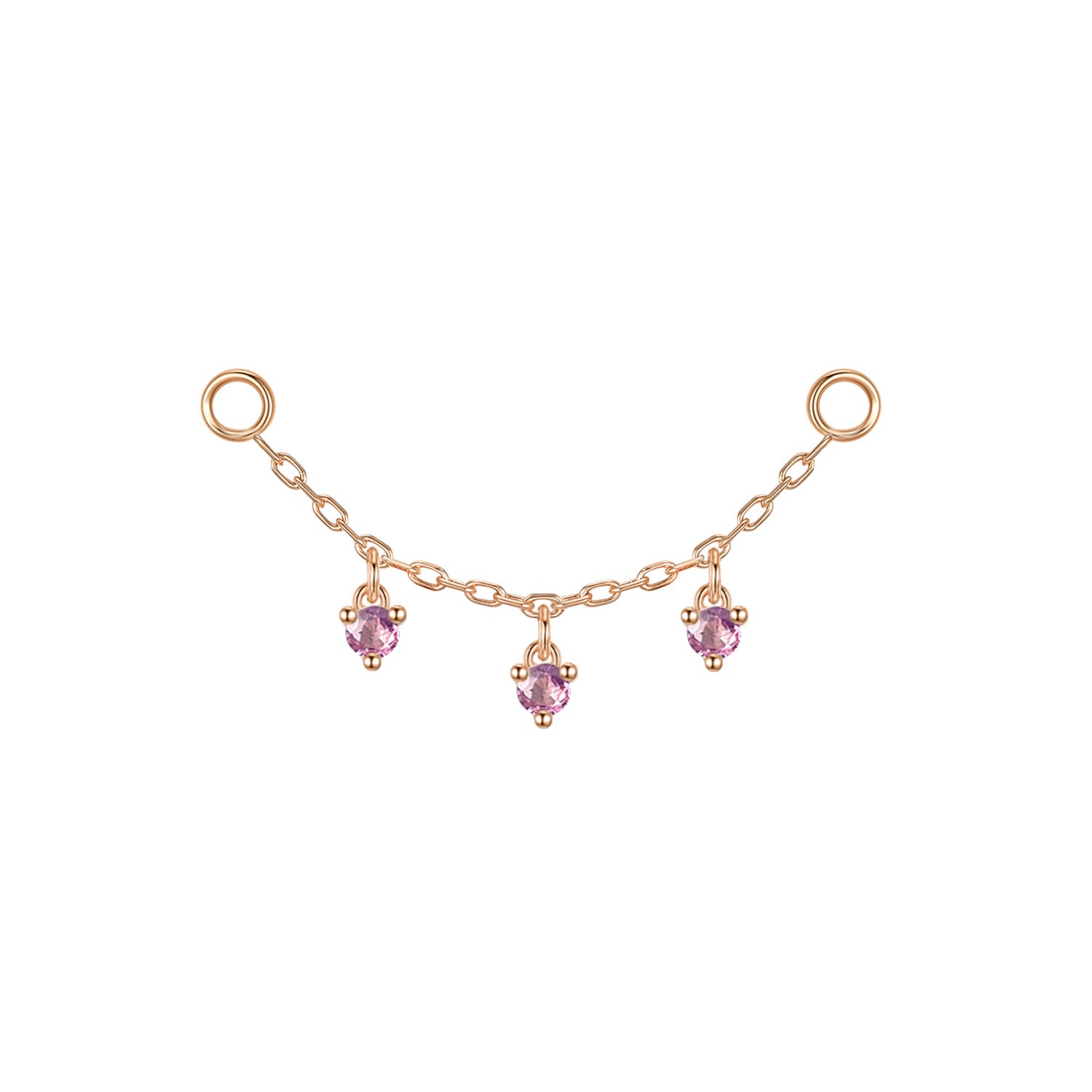 Chain with Dripping Round Colored Gemstones