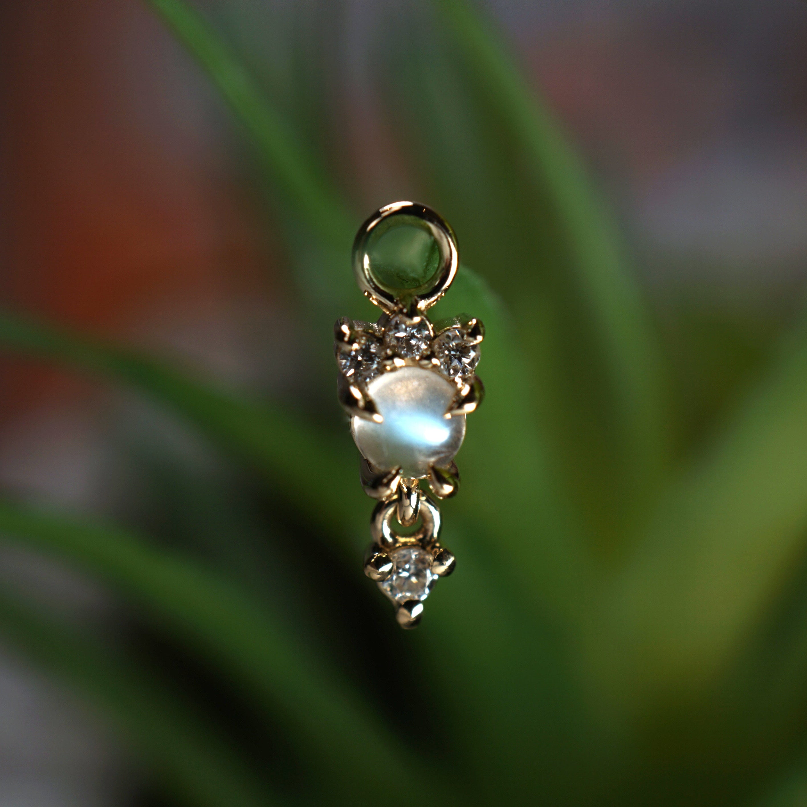 Leia Charm With Diamond Drop - Faceted Gemstone