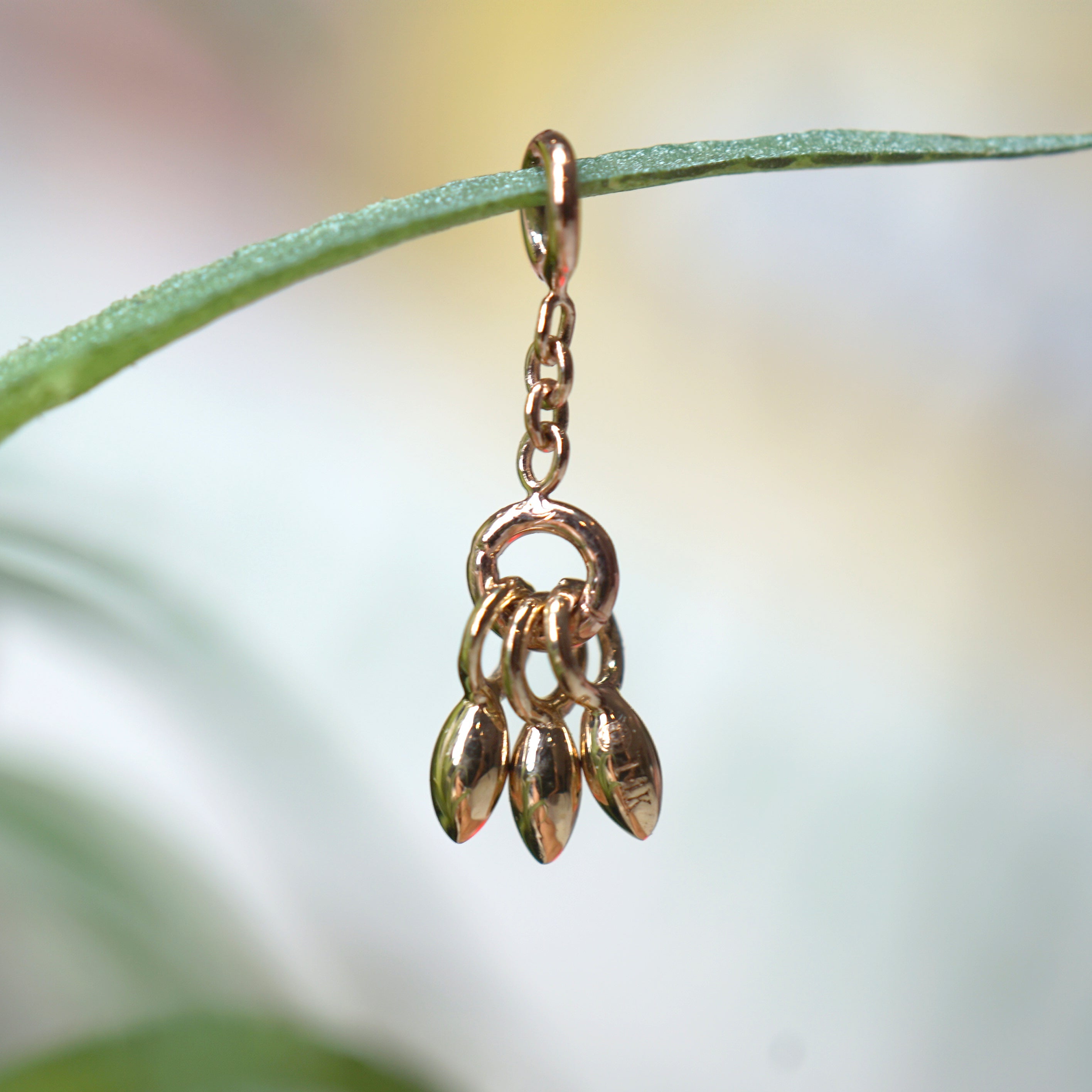 Triple Marquise Bead Tassel Chain Charm